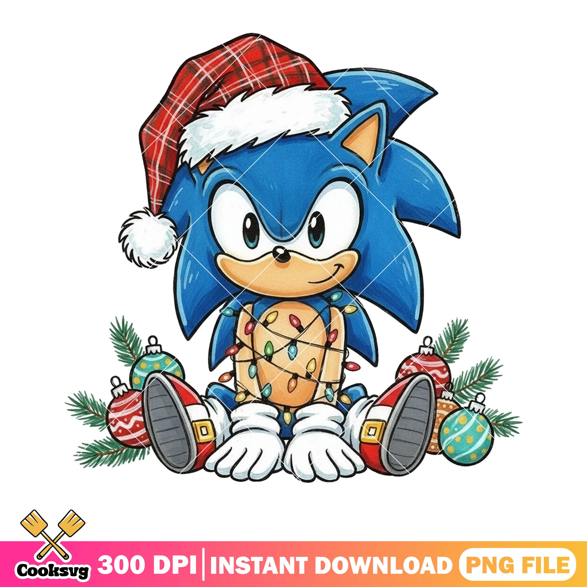 Sonic tangled lights png, art cute sonic png, branches decor png