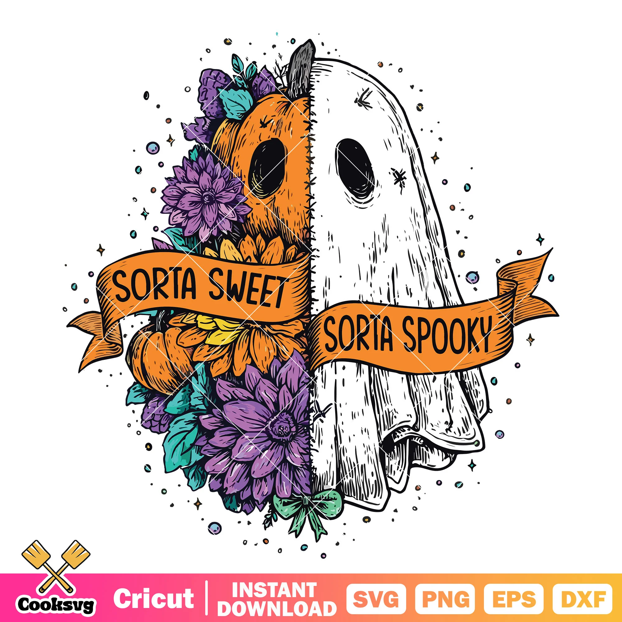 Sorta sweet ghost svg, spooky ghost svg, spooky pumpkin svg