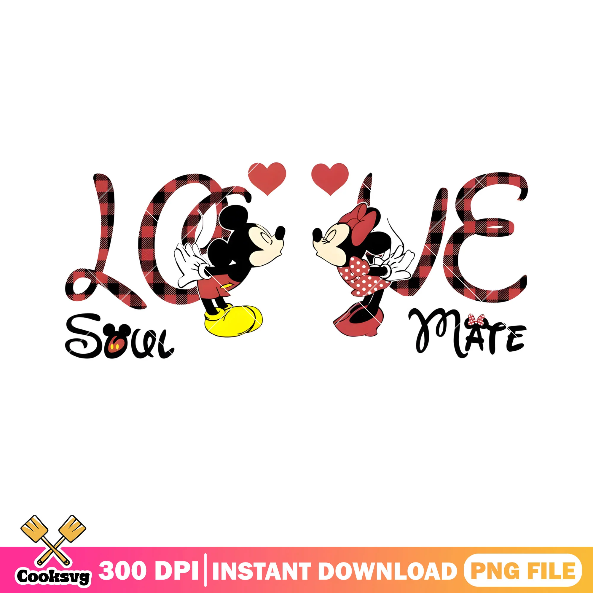 Soul mate mickey minnie love png, valentine soul png, mickey mouse png