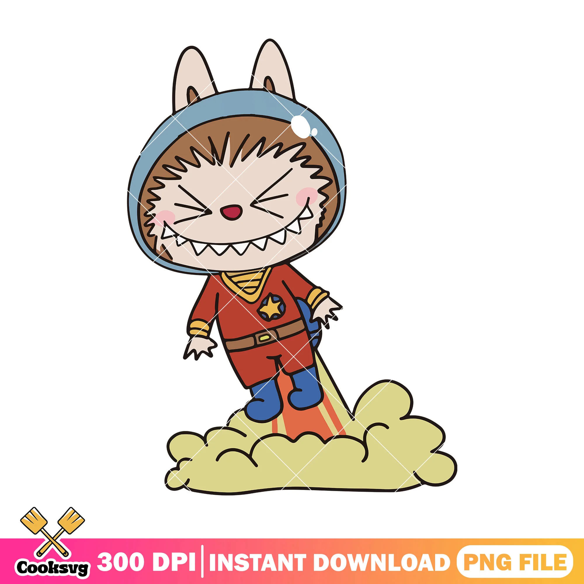 Space adventures labubu png, labubu hehe png, labubu cartoon png