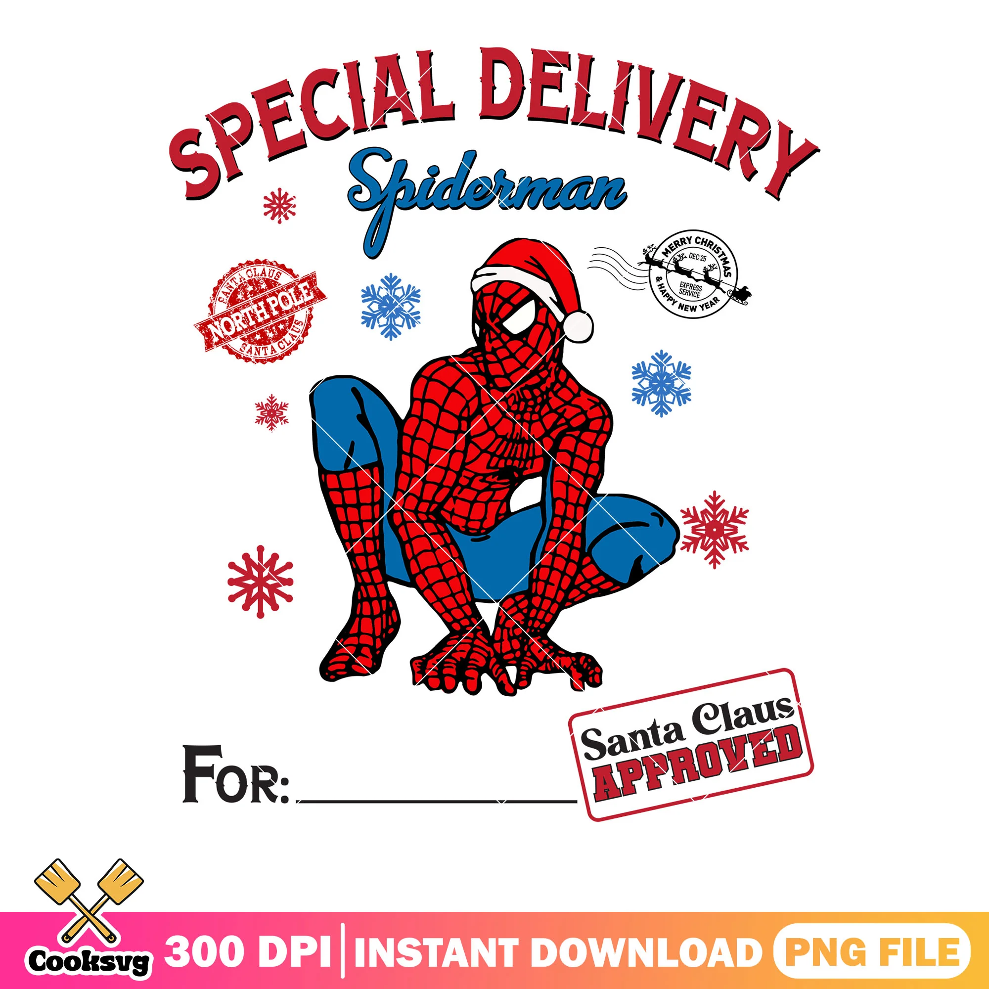 Special delivery spiderman png, marvel christmas png, santa claus png