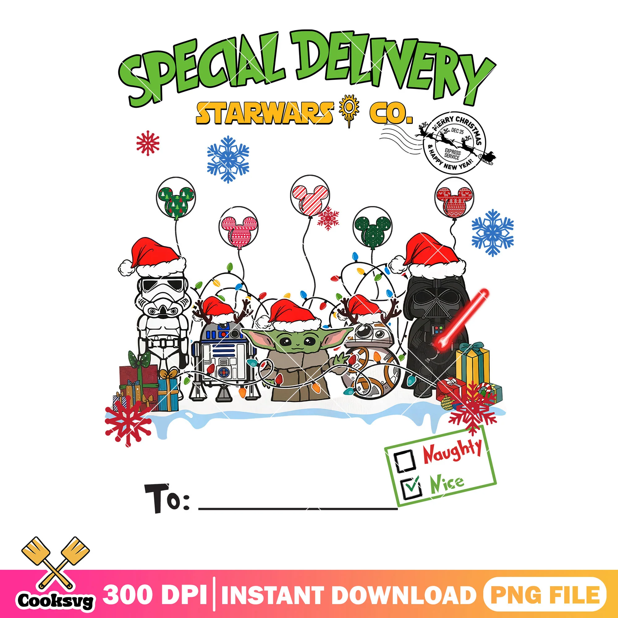 Special delivery starwar and co png, darth vader png, north pole png