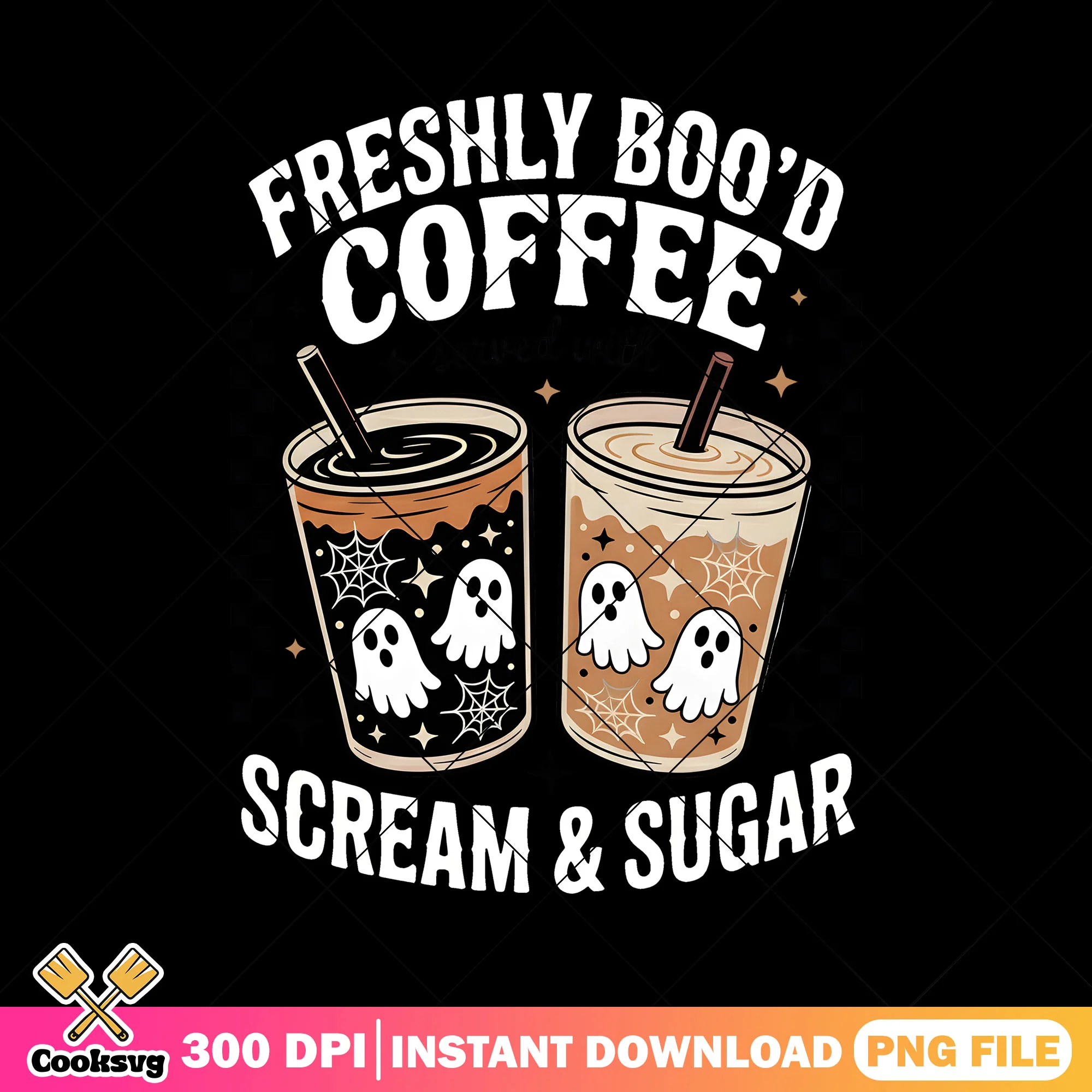 Spider hot coffee spirit png, starry night png, spooky forest png