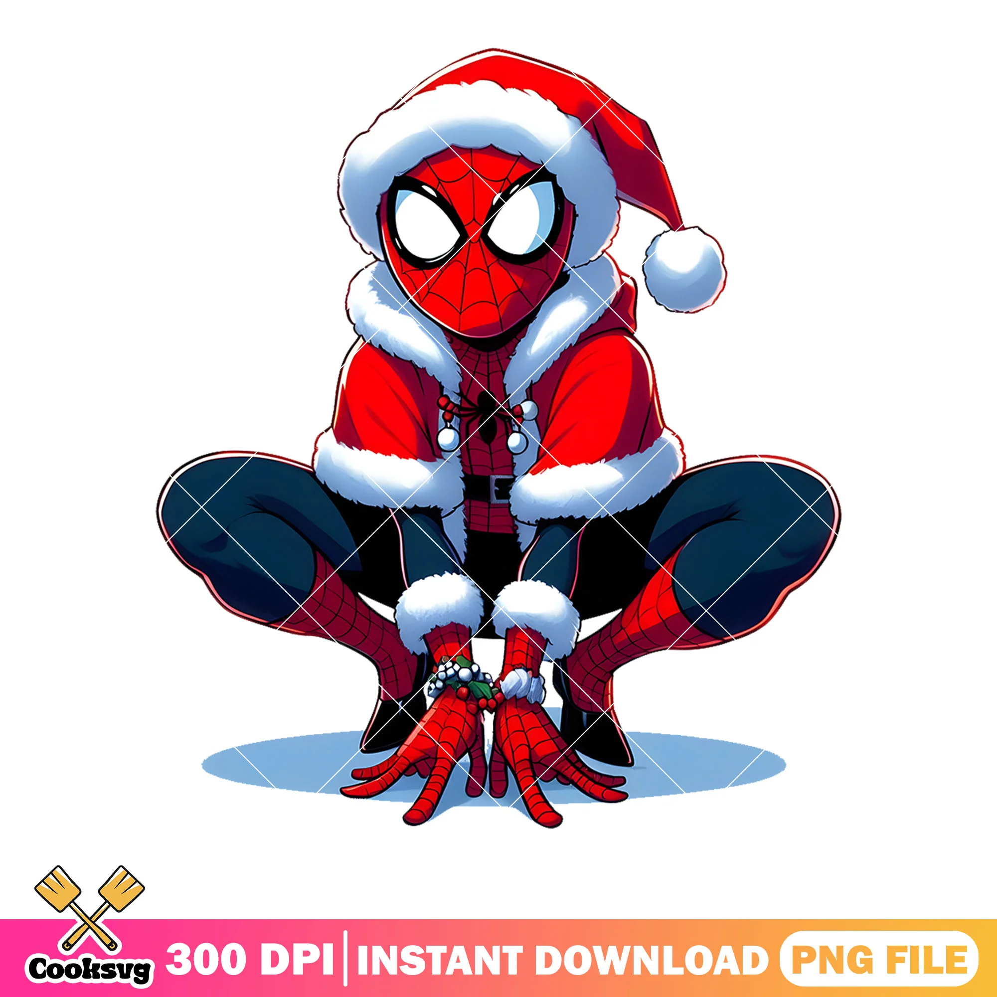 Spider man crouching png, web slinger png, festive superhero png
