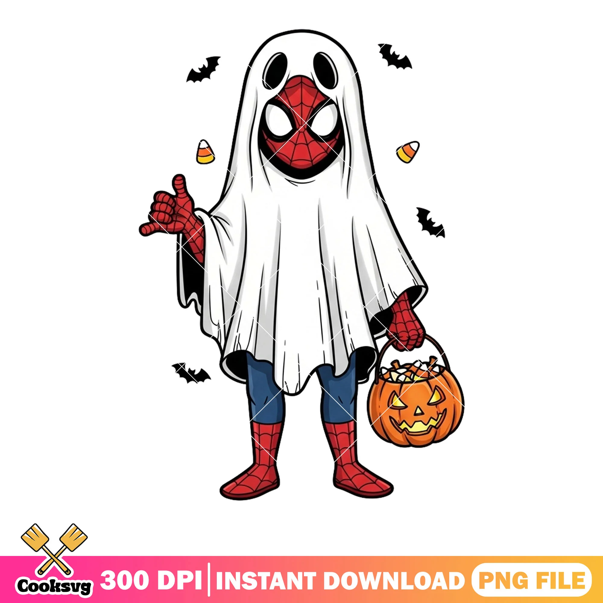 Spider man ghost png, halloween costume png, marvel halloween png