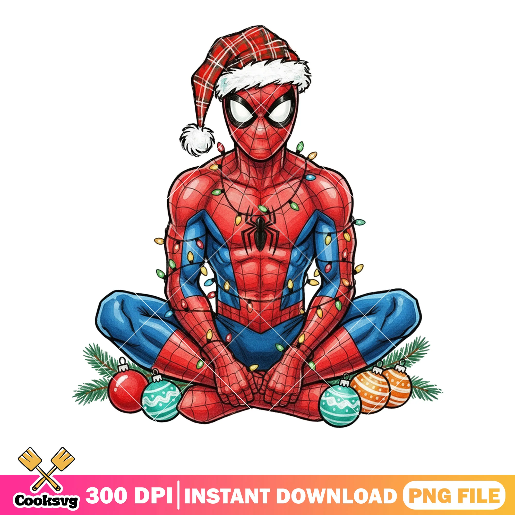 Spider man lights png, spiderman santa hat red png, decoration png