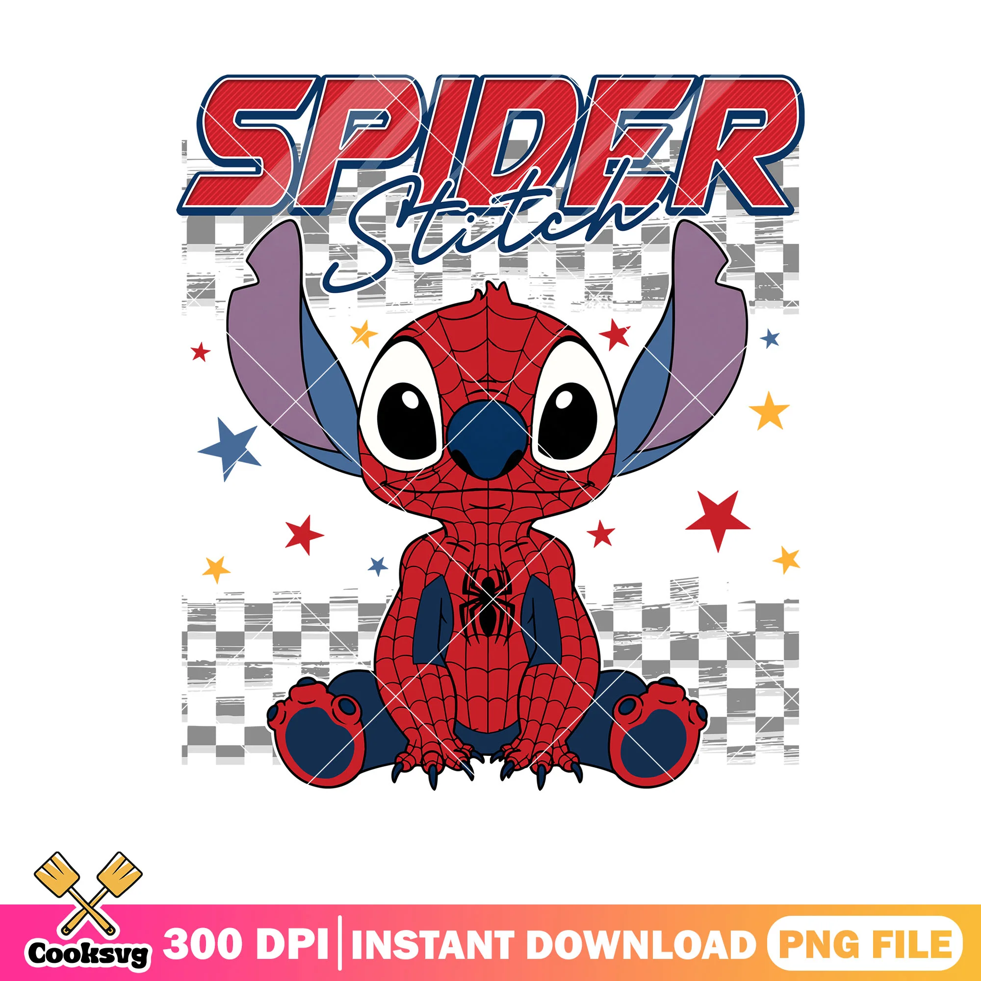 Spider stitch design png, stitch halloween png, cute stitch png