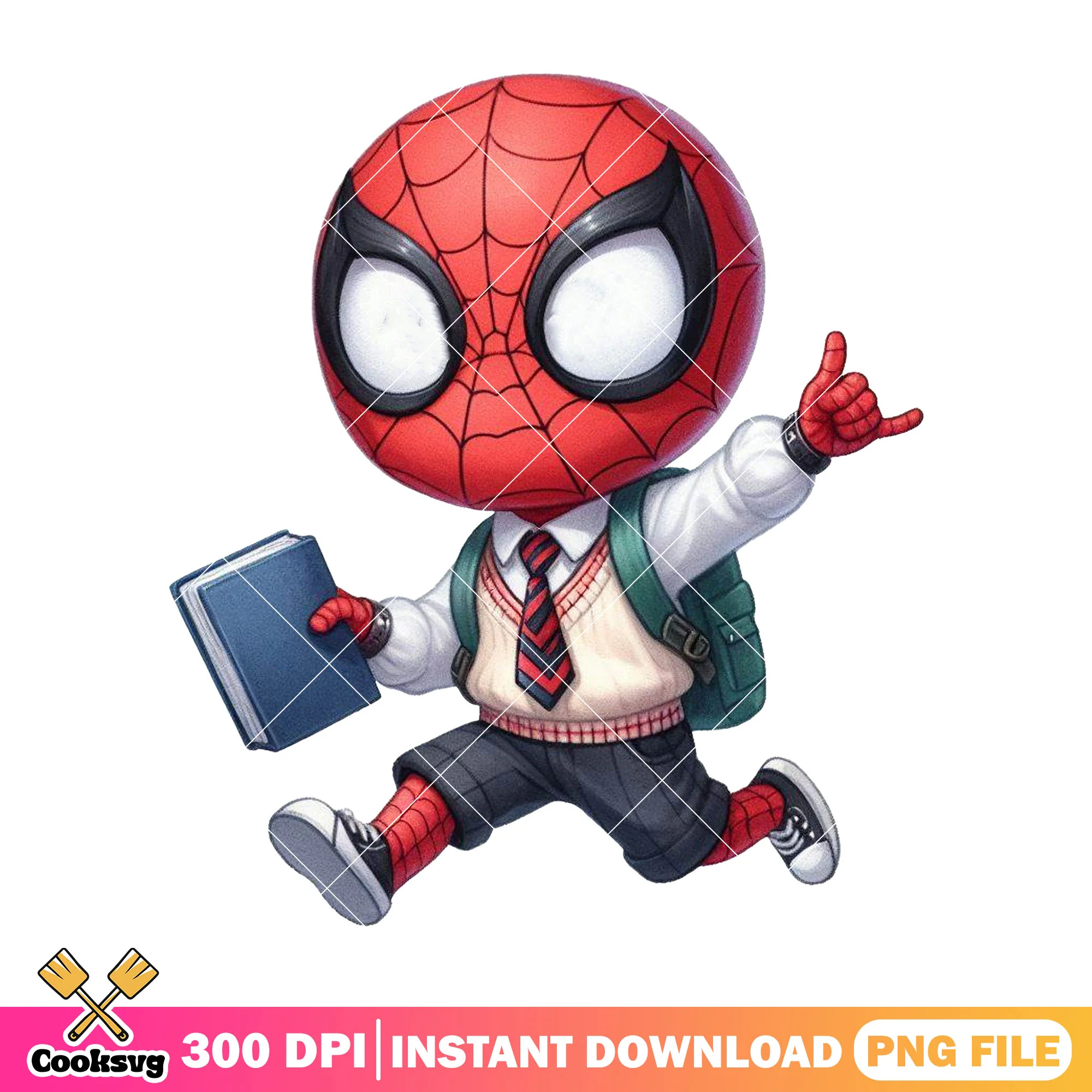 Spiderman marvel happy png, spiderman cute png, back to school idea png