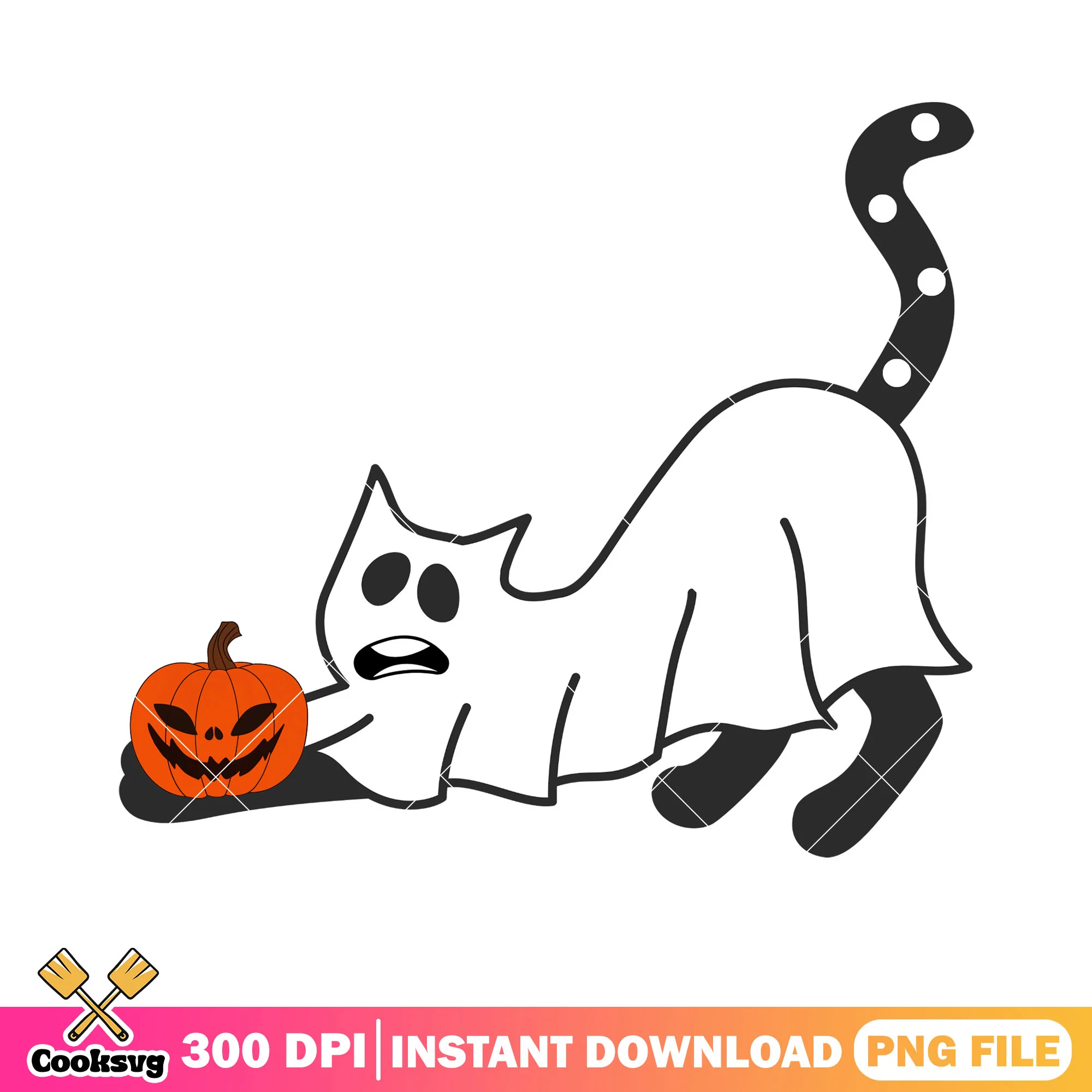 Spirit cat png, jack o lantern png, spooky halloween png