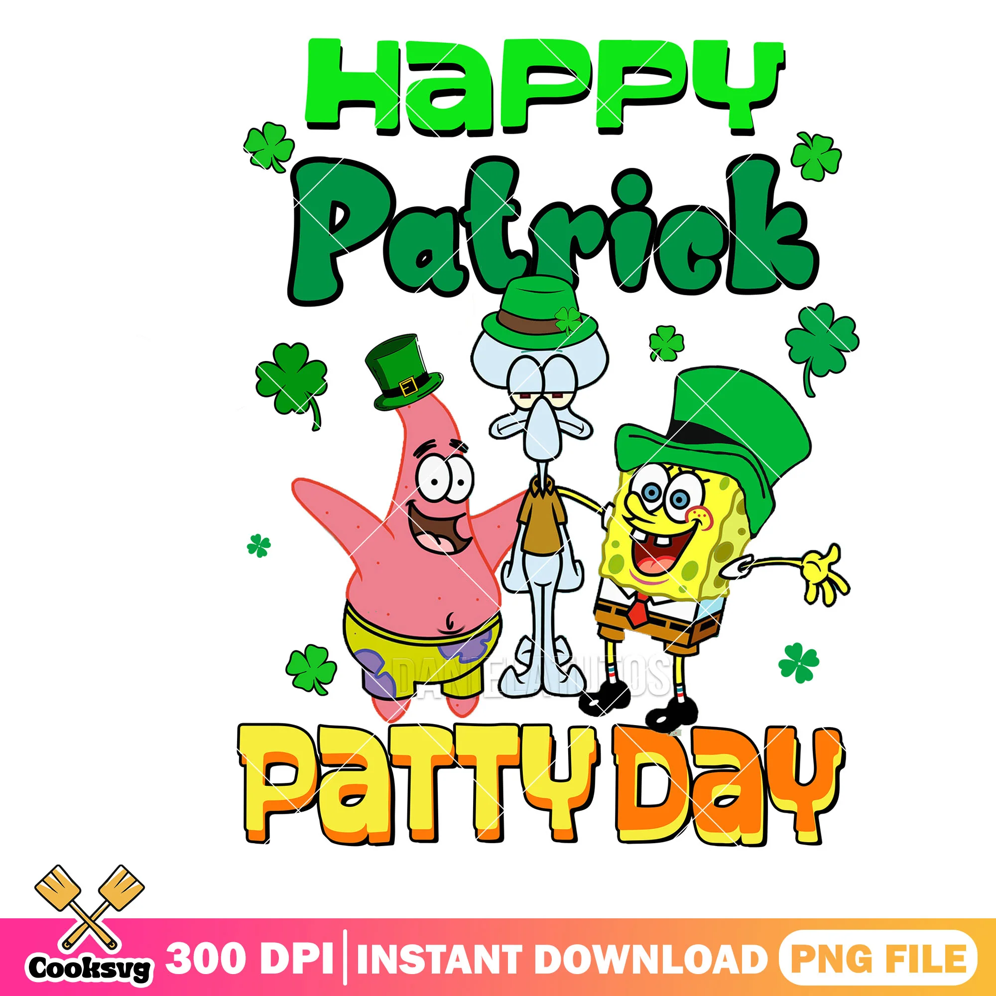 Spongebob happy patrick pattyday png, spongebob st patricks day png