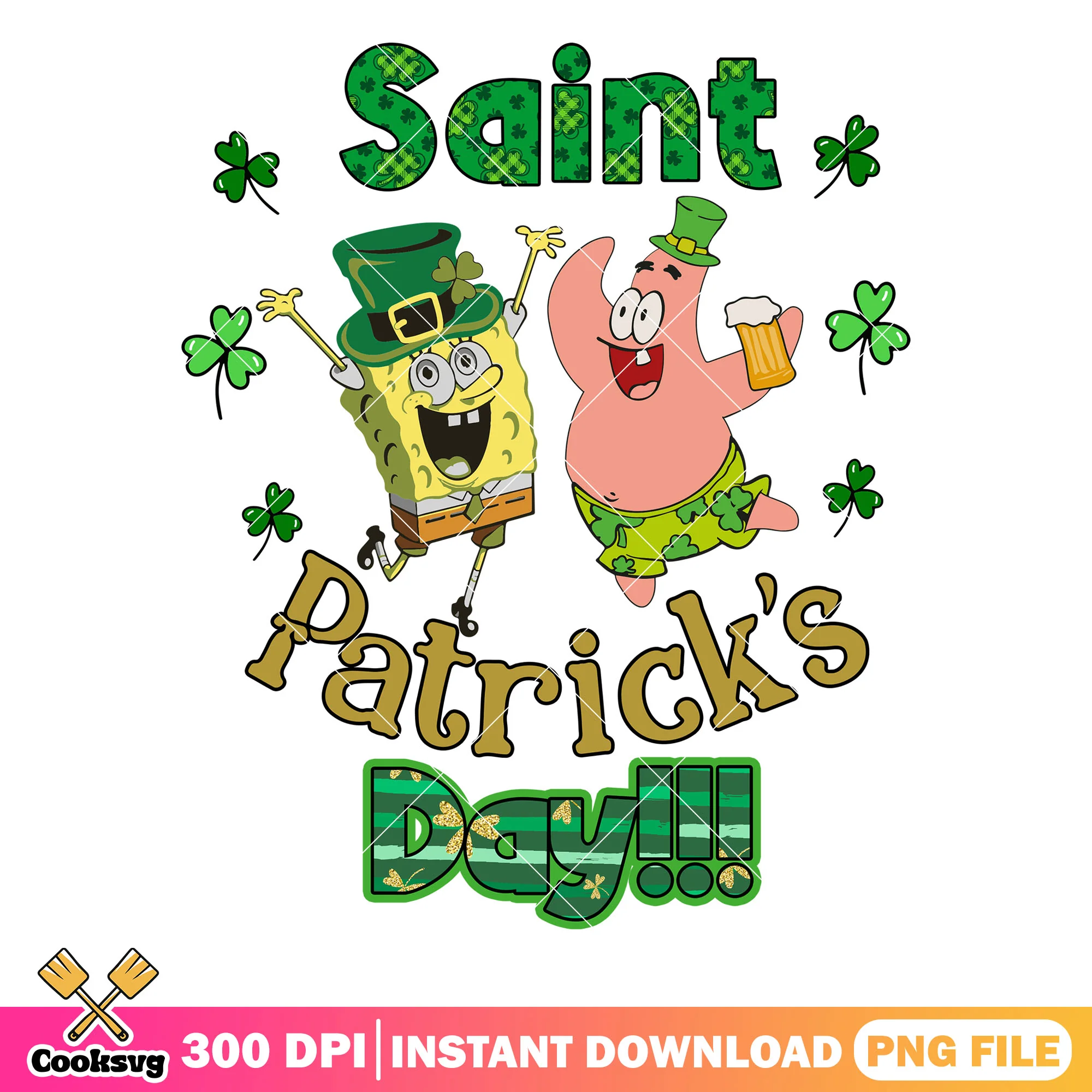 Spongebob happy saint patrick day png, spongebob cartoon png, saint patrick day png