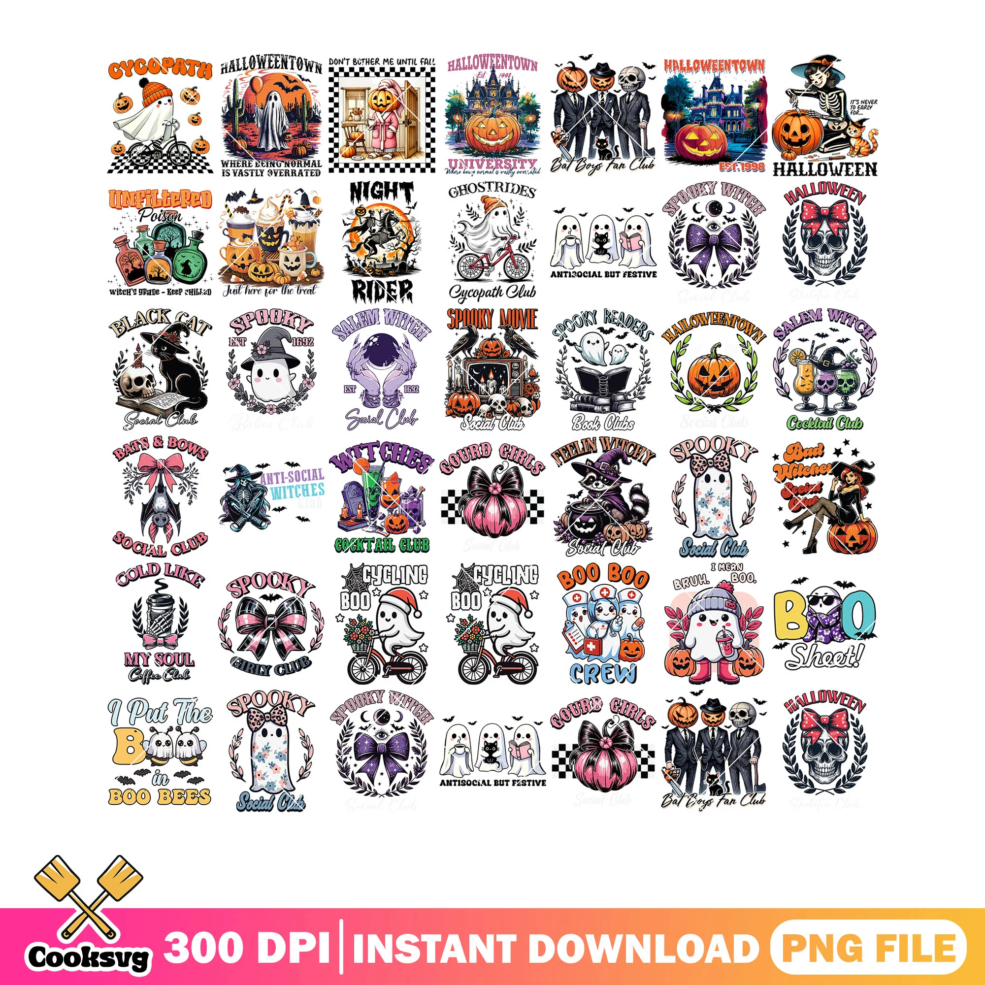 Spookie movie halloween png bundle, ghost blanket png, black crystal ball png