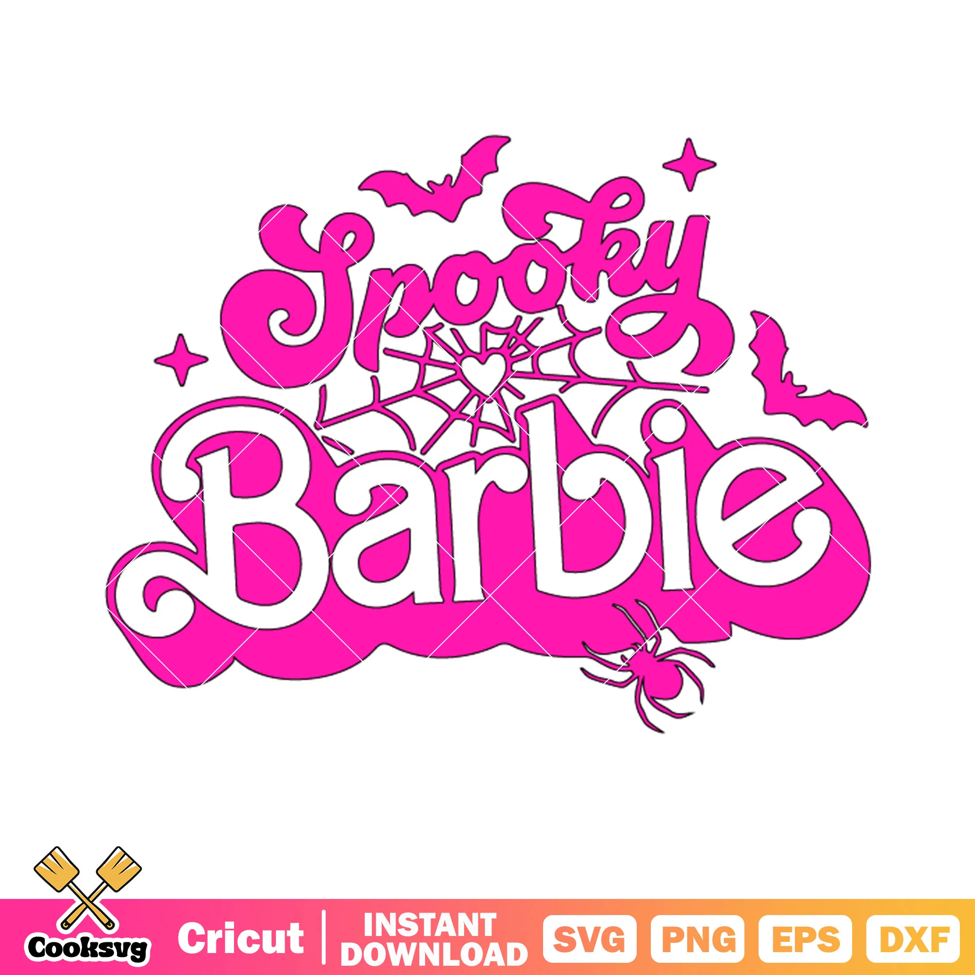 Spooky barbie spider svg, pink spder web svg, scary bats svg