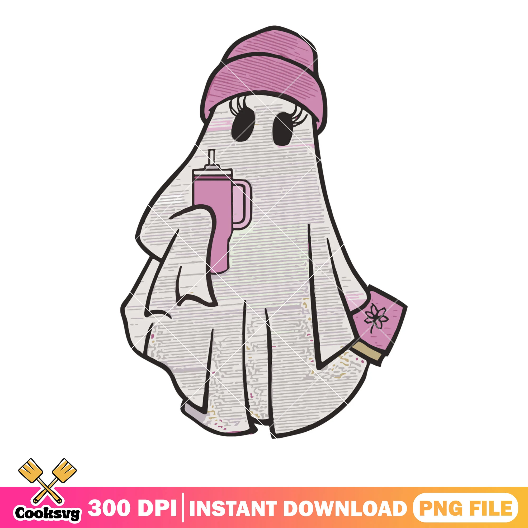 Spooky blanket long eyelash  png, thermo cup png, halloween scary png