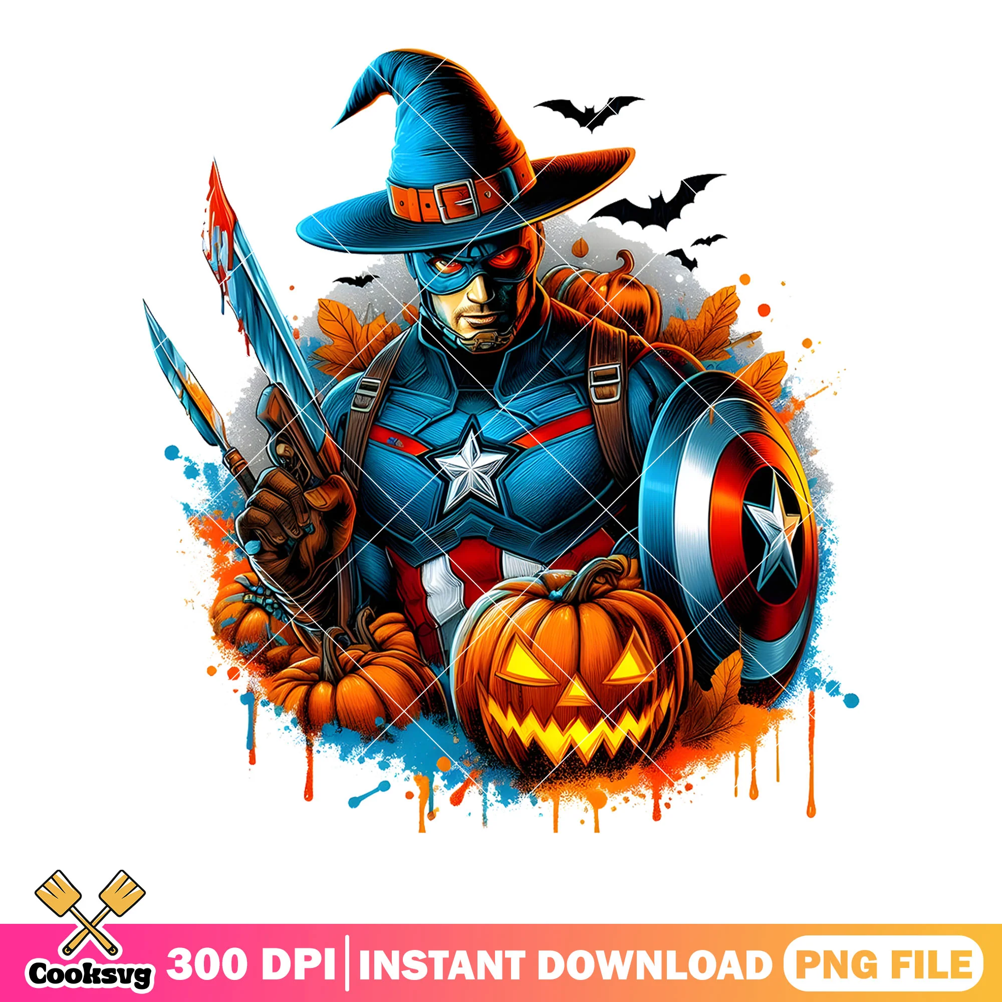 Spooky Captain America png, witch costume halloween png, Marvel Halloween png