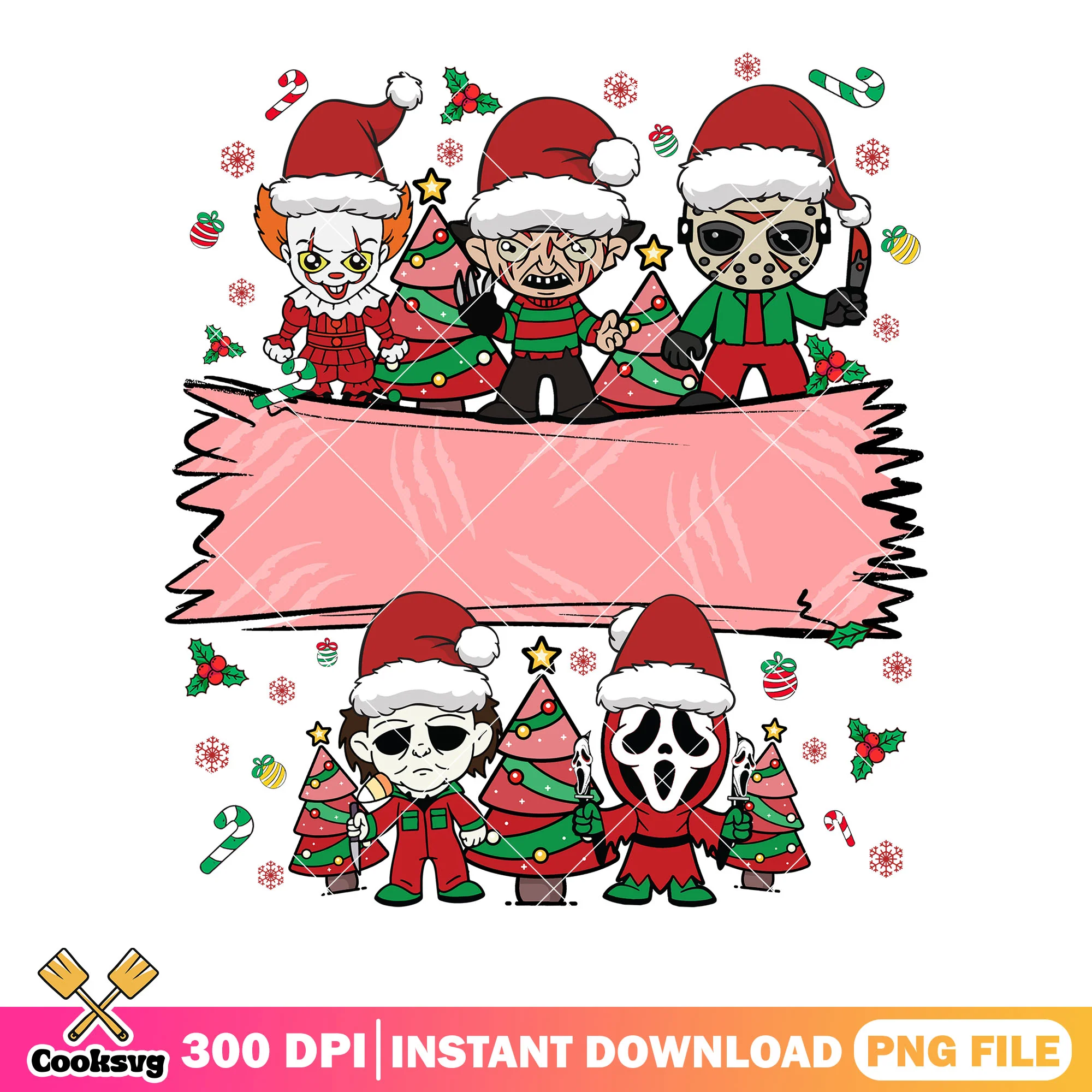 Spooky christmas serial killer png, christmas gifts png, ghost face png