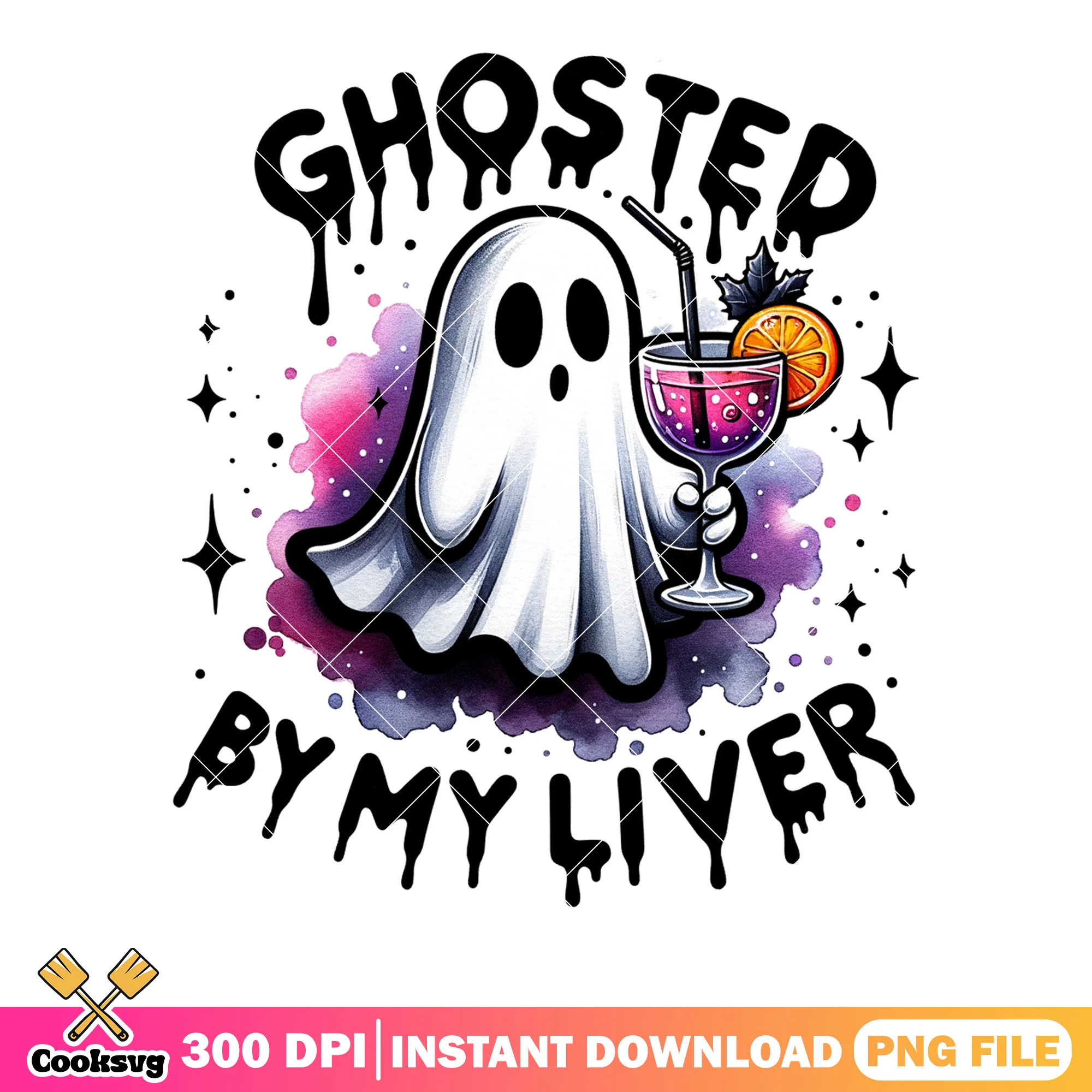 Spooky cocktails night png, ghost costume png, halloween scary png