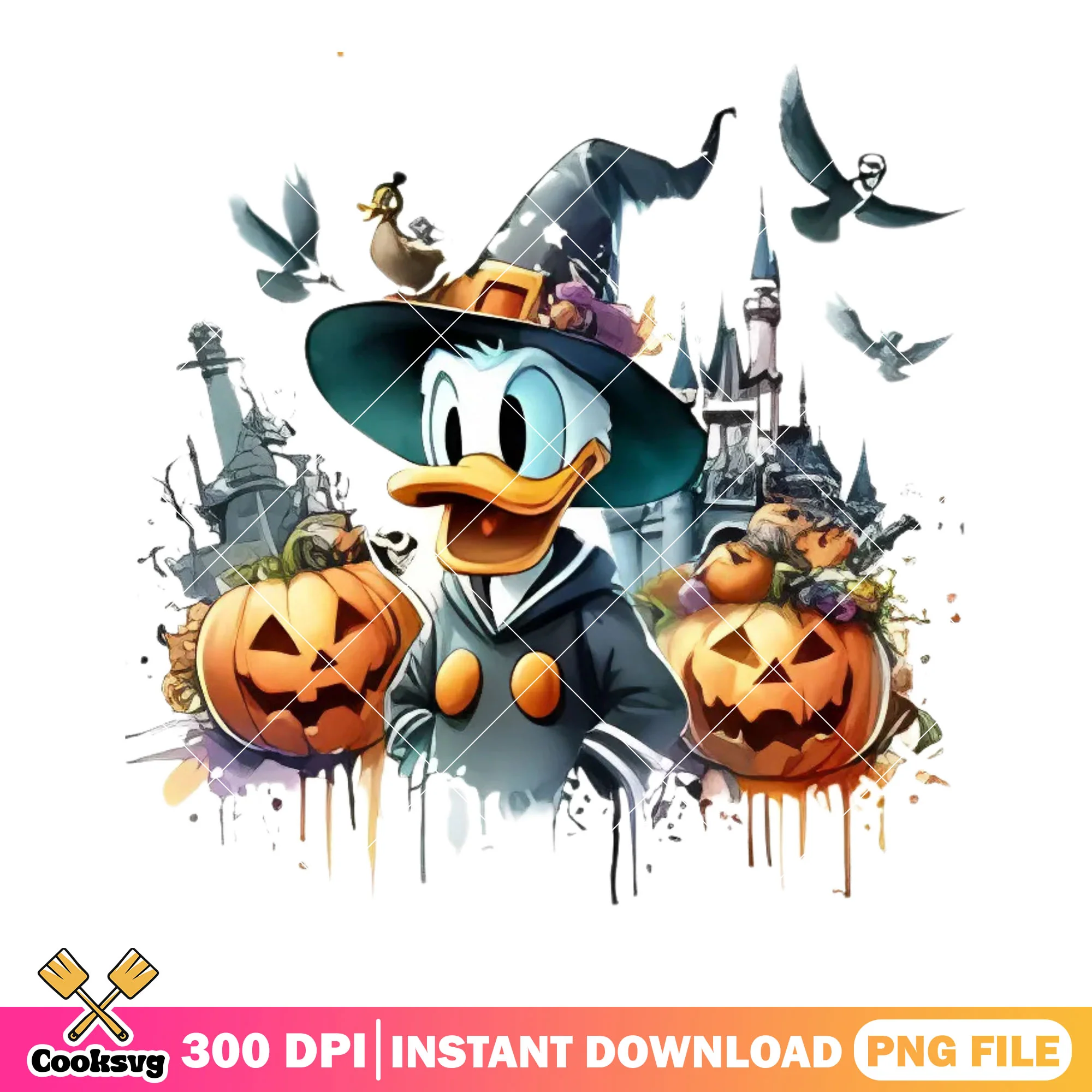 Spooky donald castle png, jack o lantern png, disney halloween png