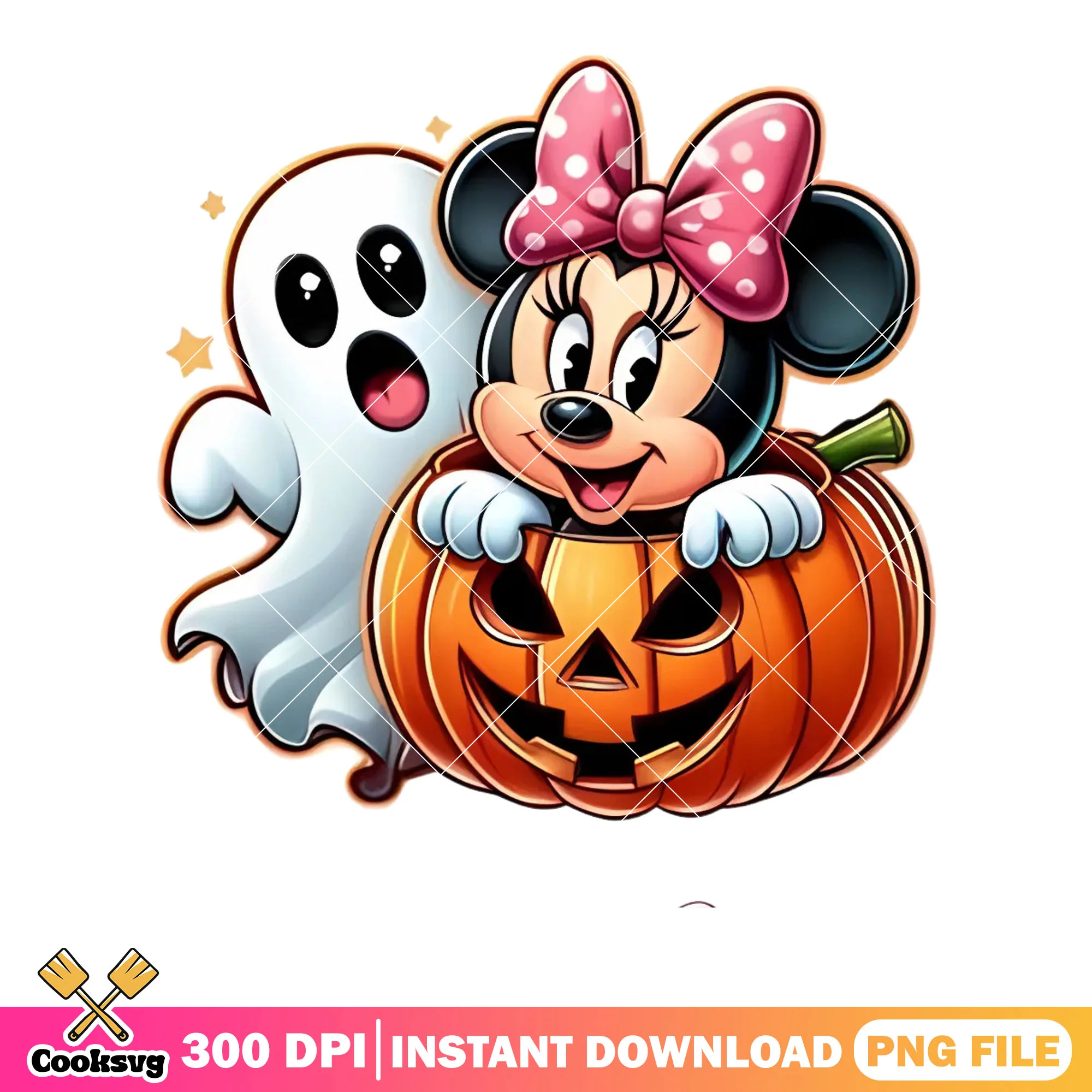 Spooky ghost cute disbey art png, jack o lantern png, Minnie mouse png