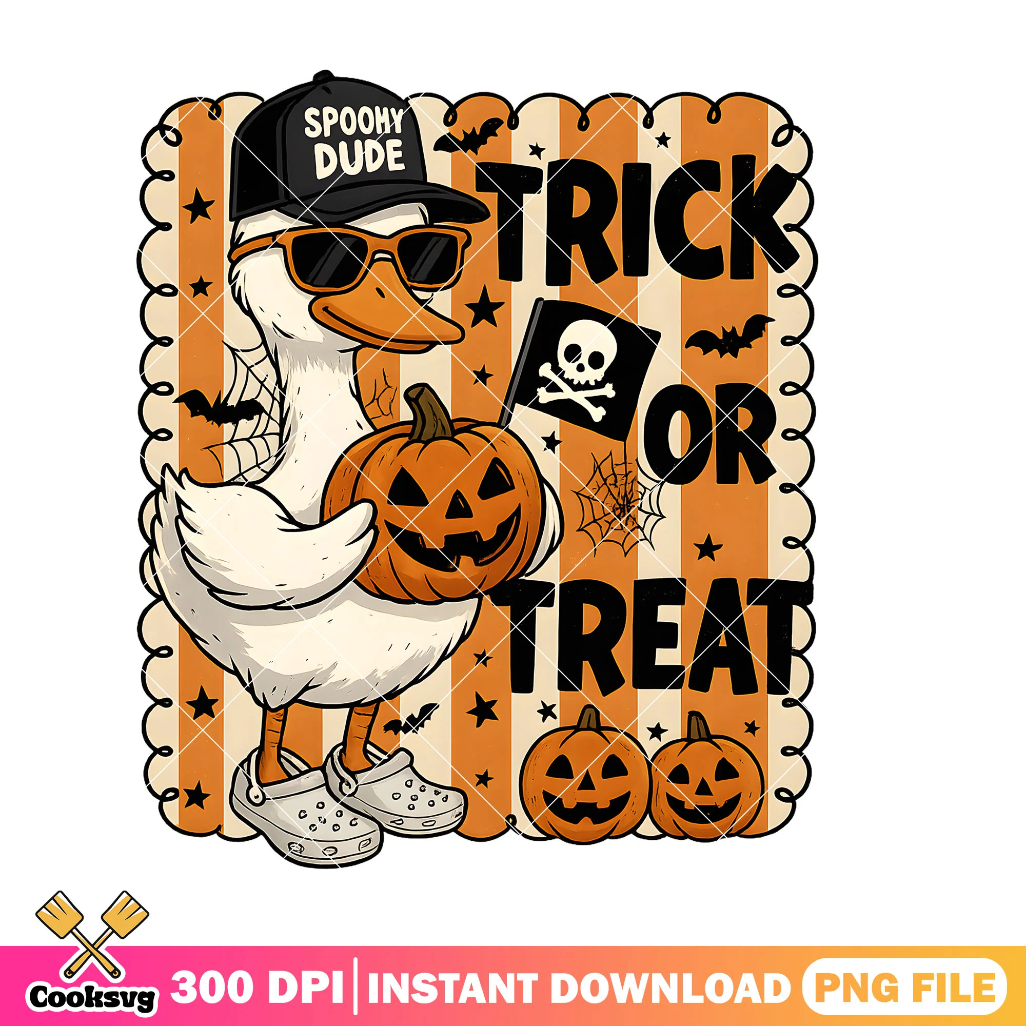 Spooky goose trick or treat png, spooky halloween png, trick or treat png