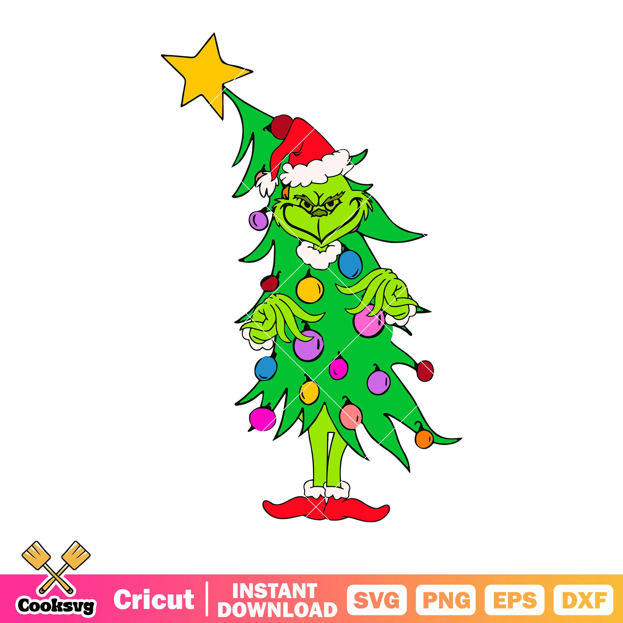Spooky grinch christmas svg, christmas tree svg, santa claus hat svg