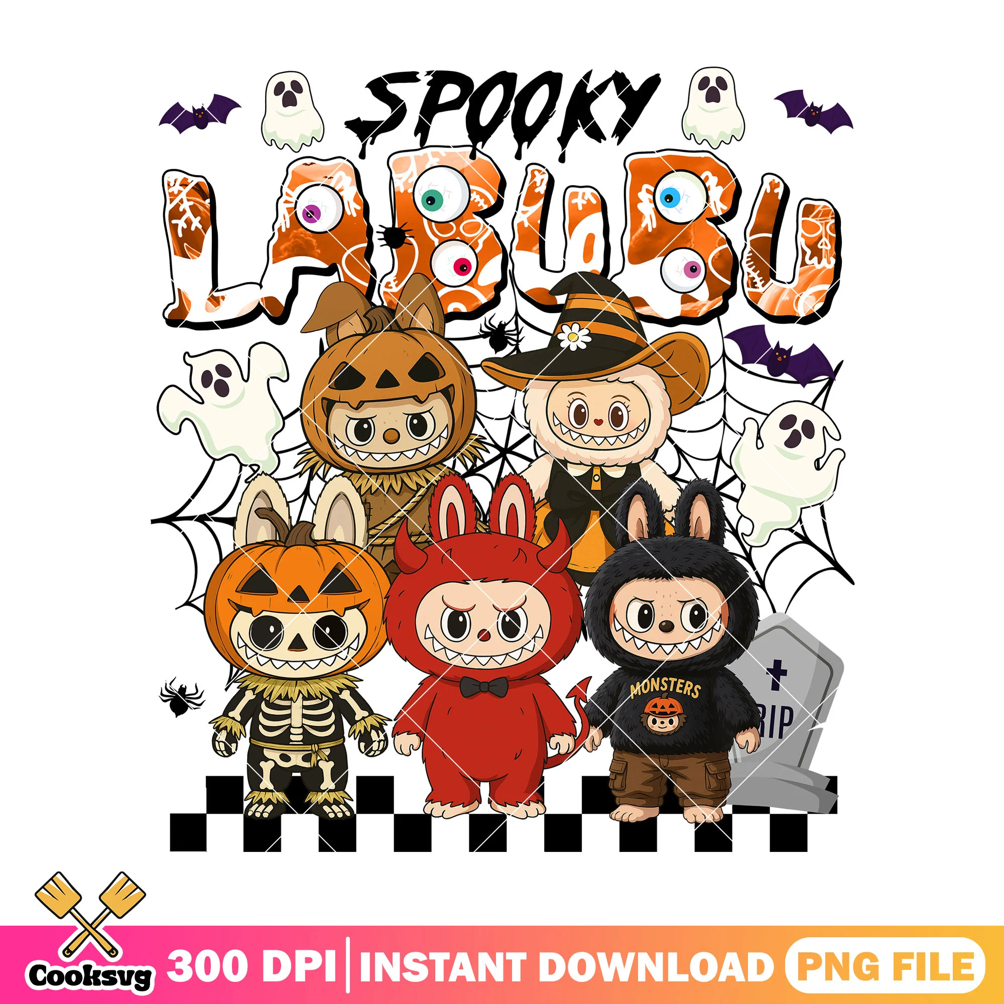 Spooky labubu costume png, labubu spooky png, spooky halloween png