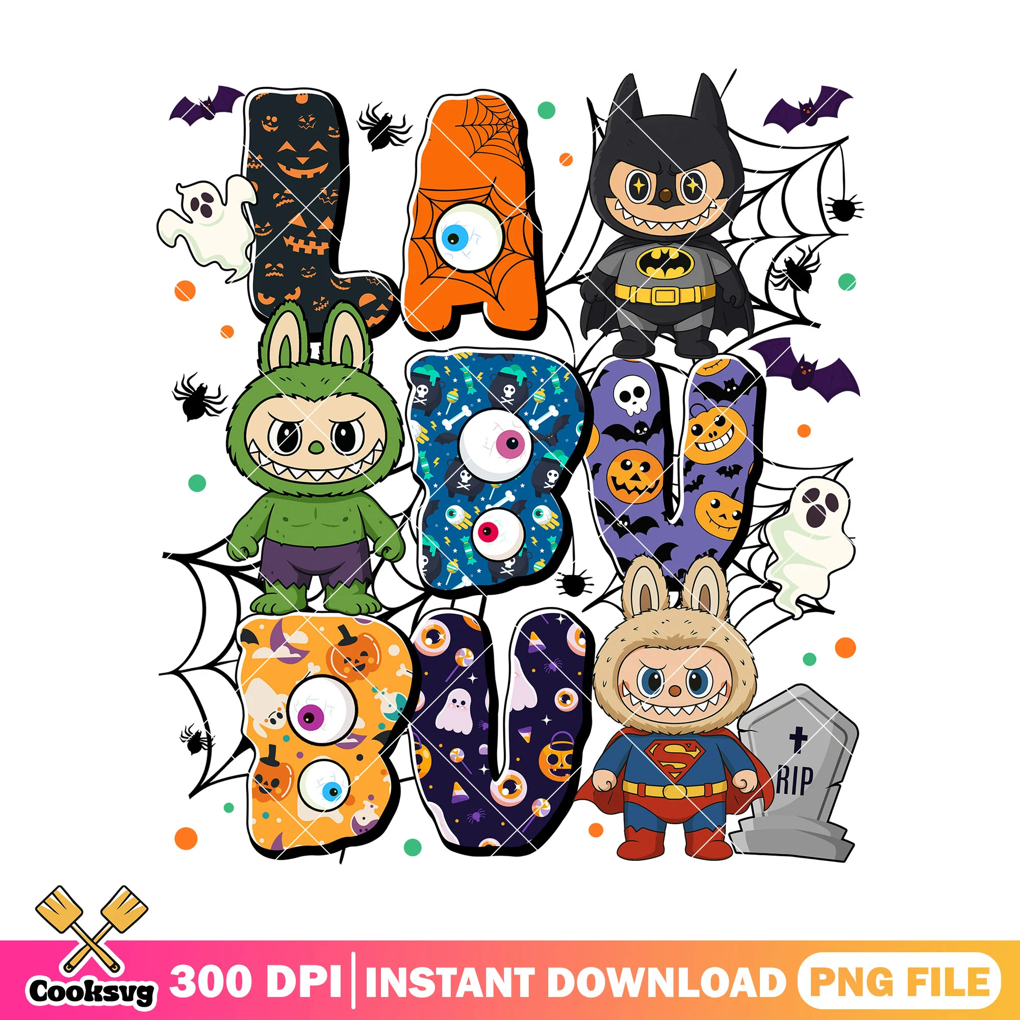 Spooky labubu dc costumes png, hero cartoon png, halloween costumes png