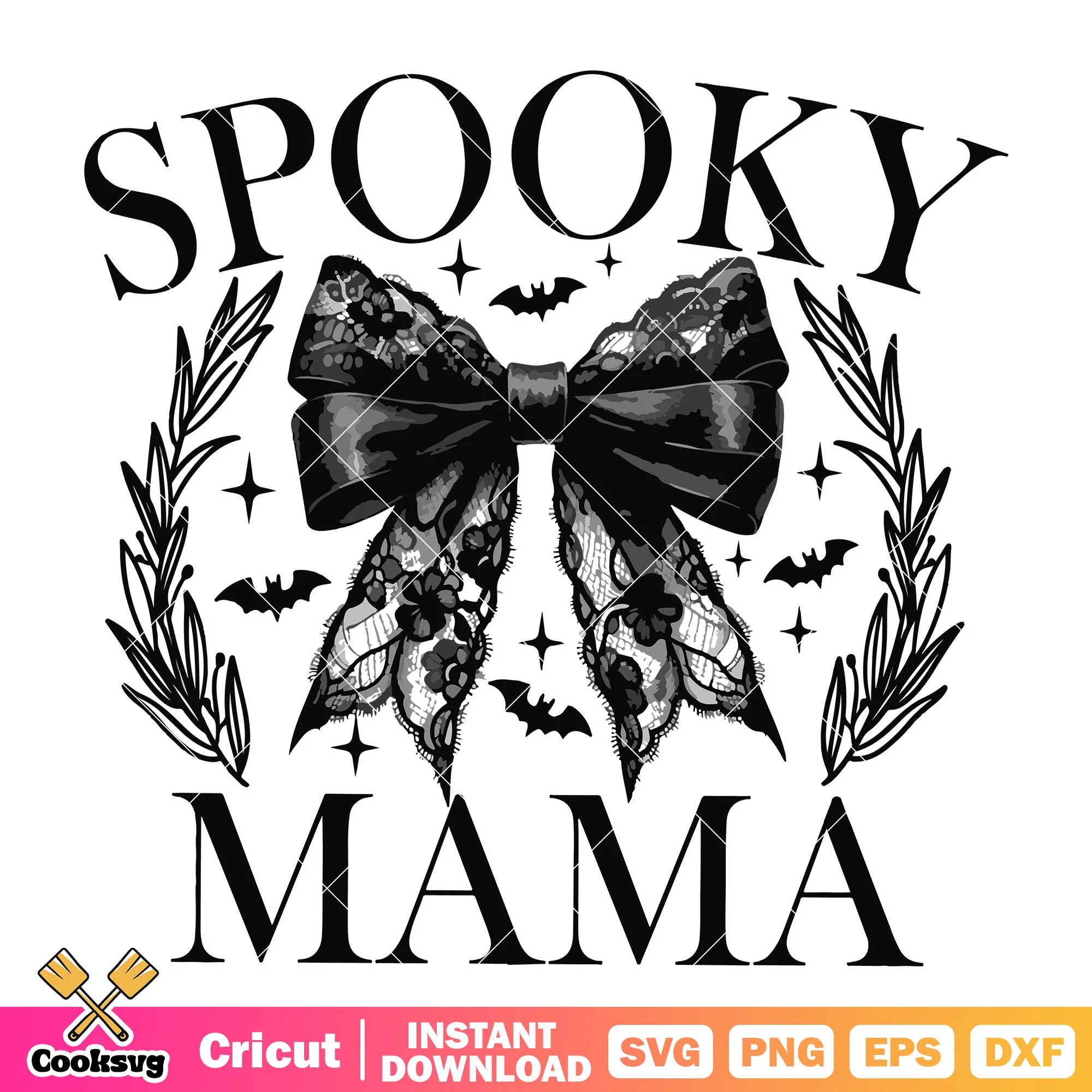 Spooky mama black bow svg, bow halloween svg, spooky mama svg