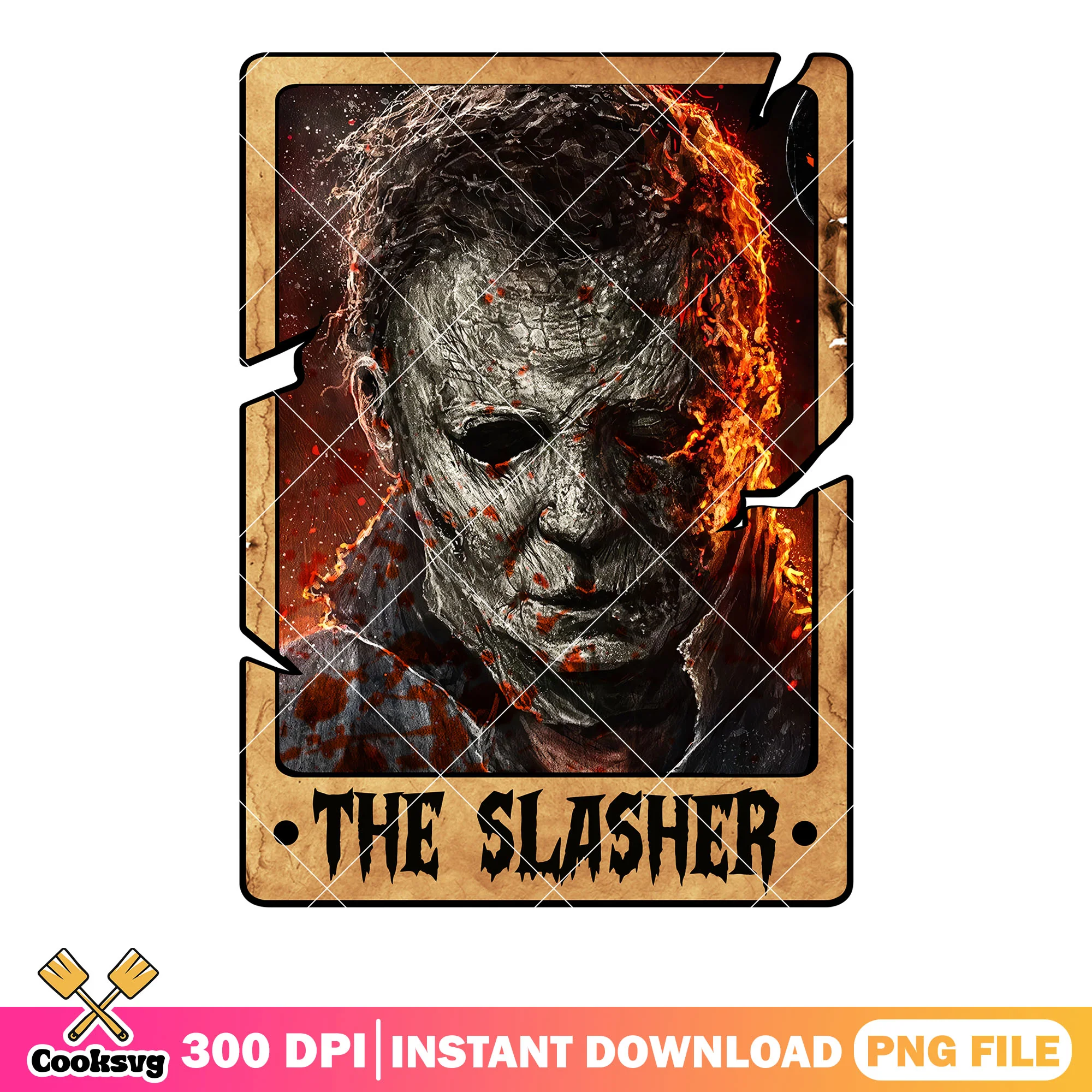 Spooky Michael myers art png, honor card png, spooky halloween png