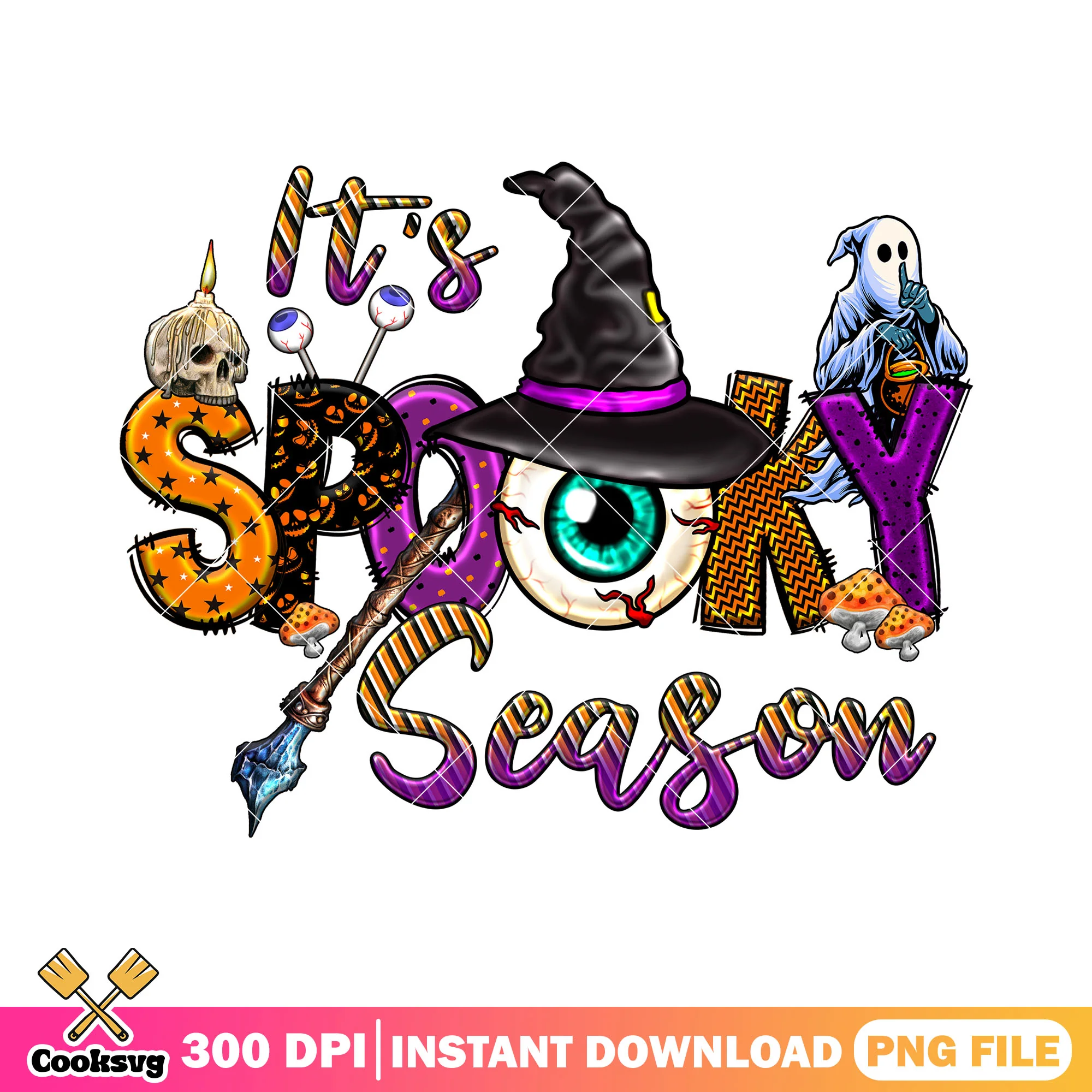 Spooky season design png, cartoon disney png, halloween day png