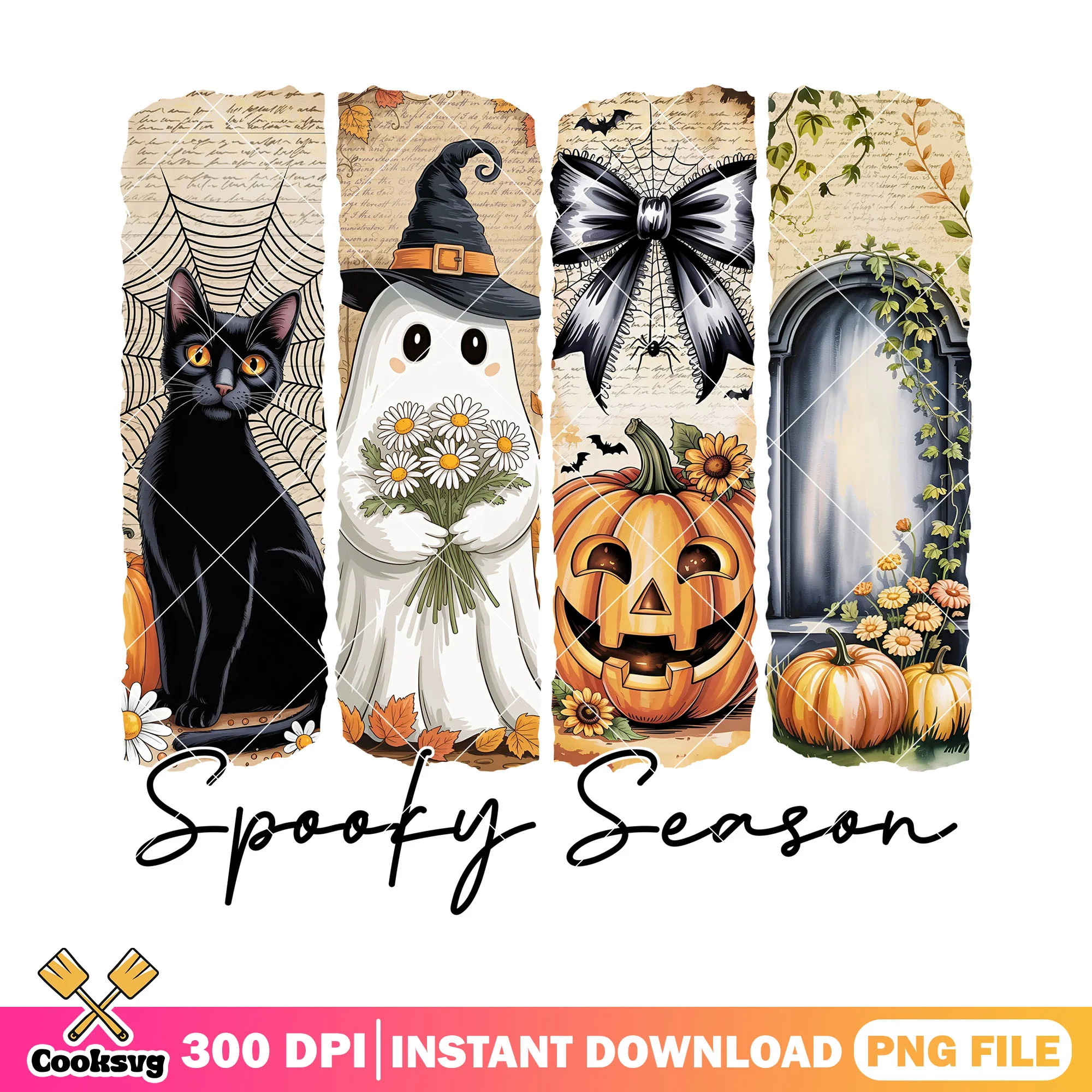 Spooky season halloween png, halloween movie png, vintage air png