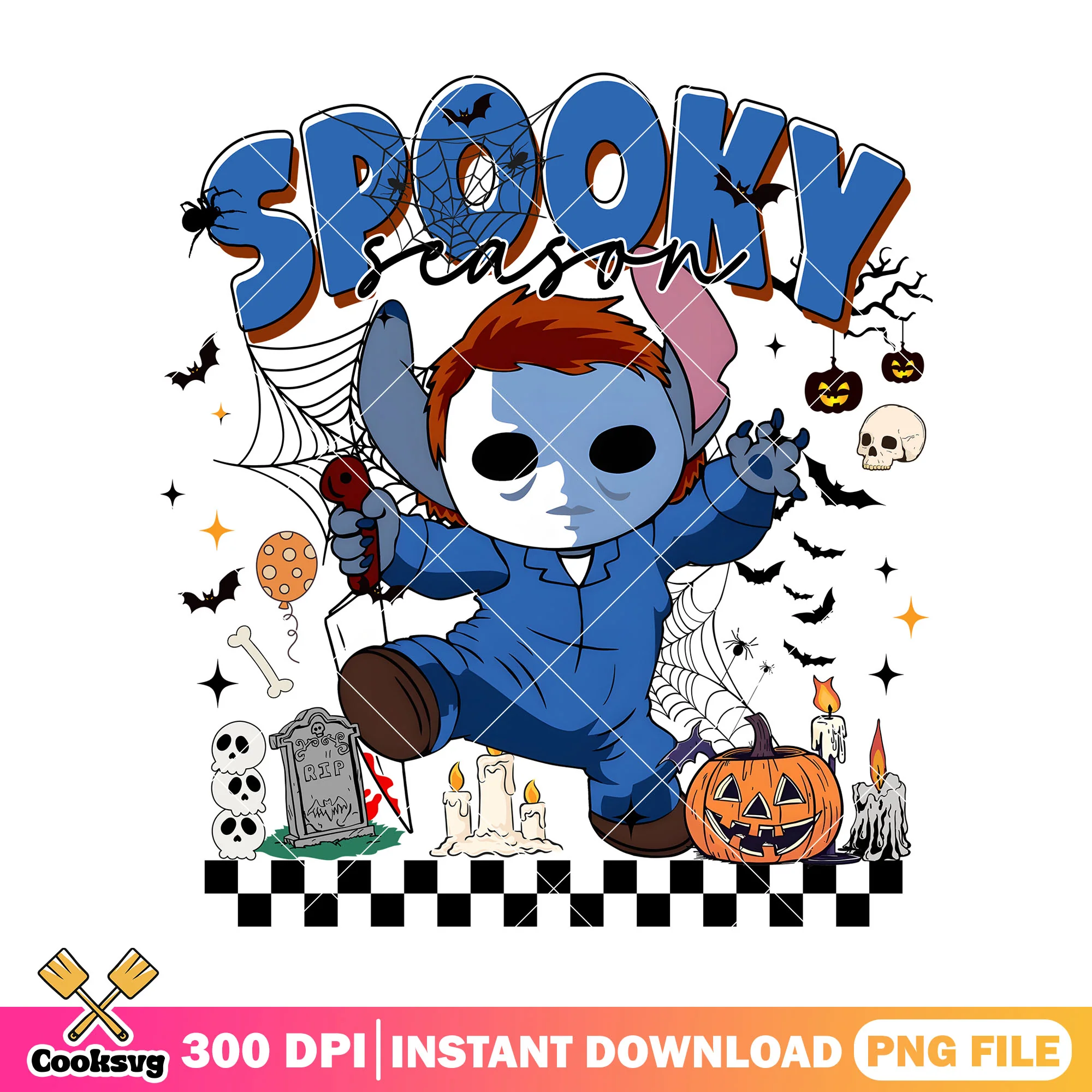 Spooky Season Stitch Michael Myers png, stitch halloween costume png