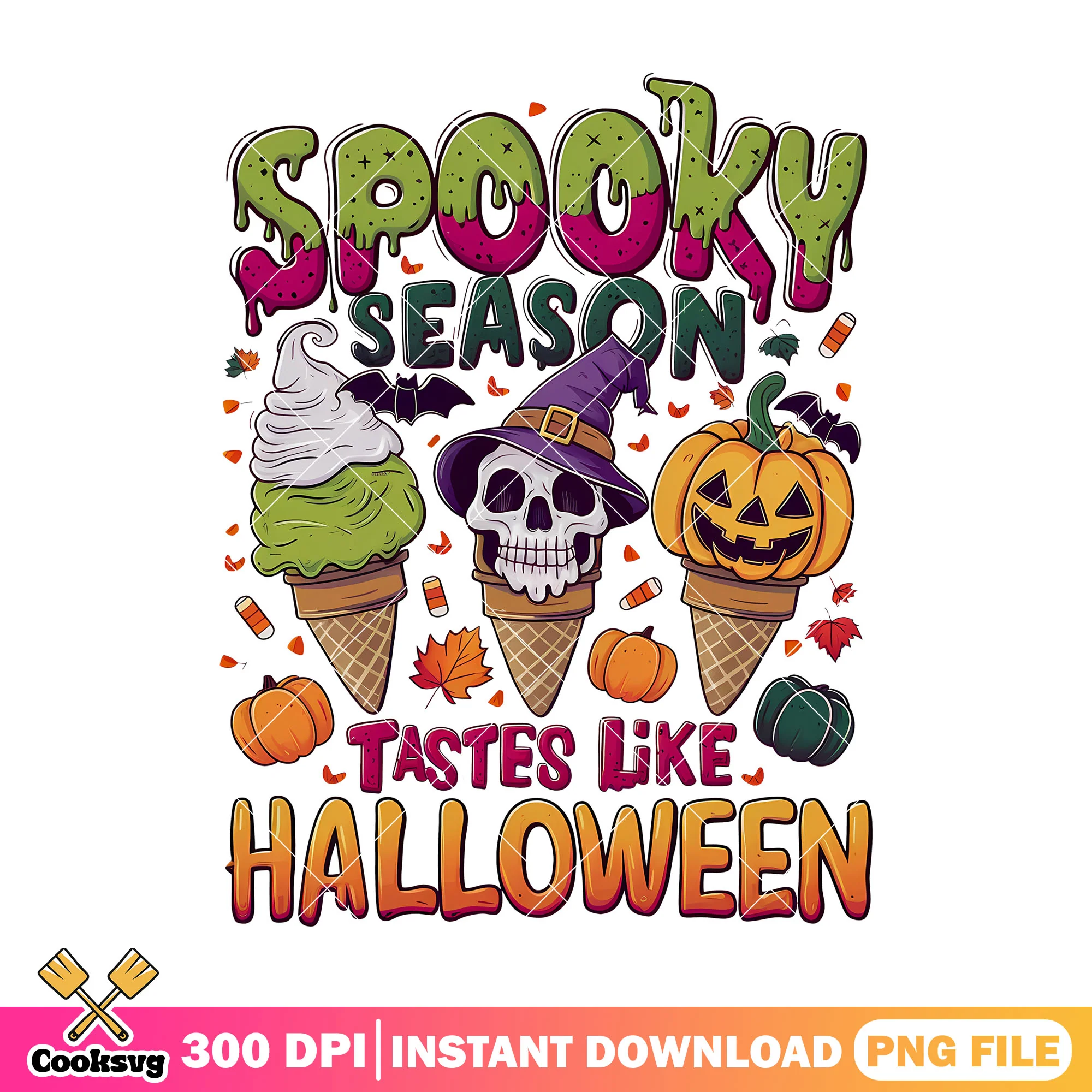 Spooky season tastes like halloween png, halloween decorations png
