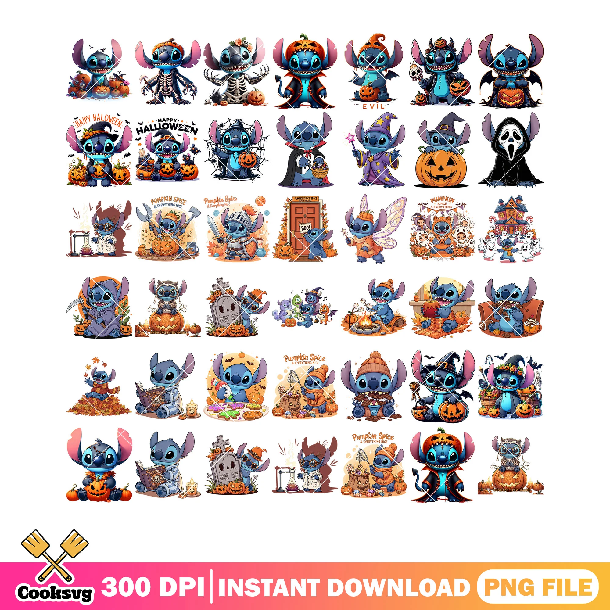Spooky smile stitch png bundle, ghostface costume png, vampire costume png