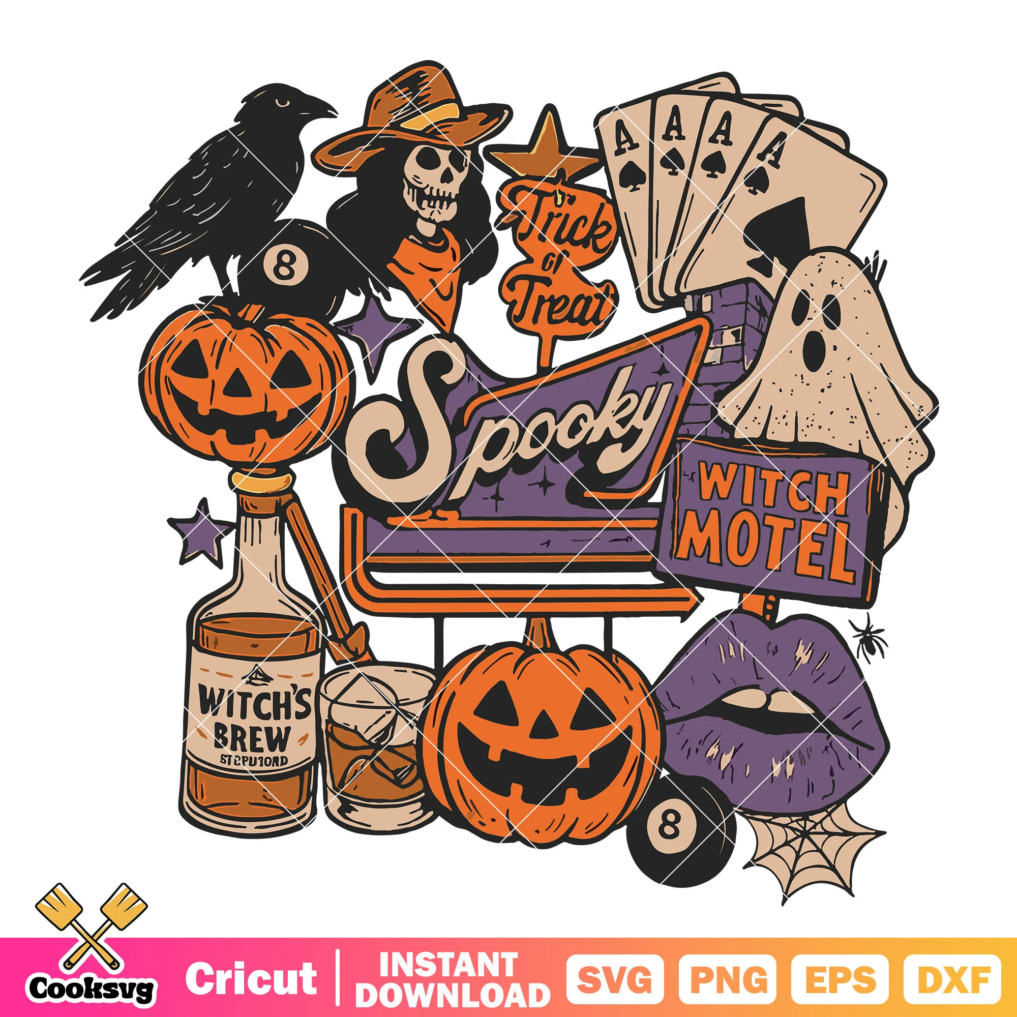 Spooky witch brew hotel svg, cowgirl halloween svg, spooky season svg