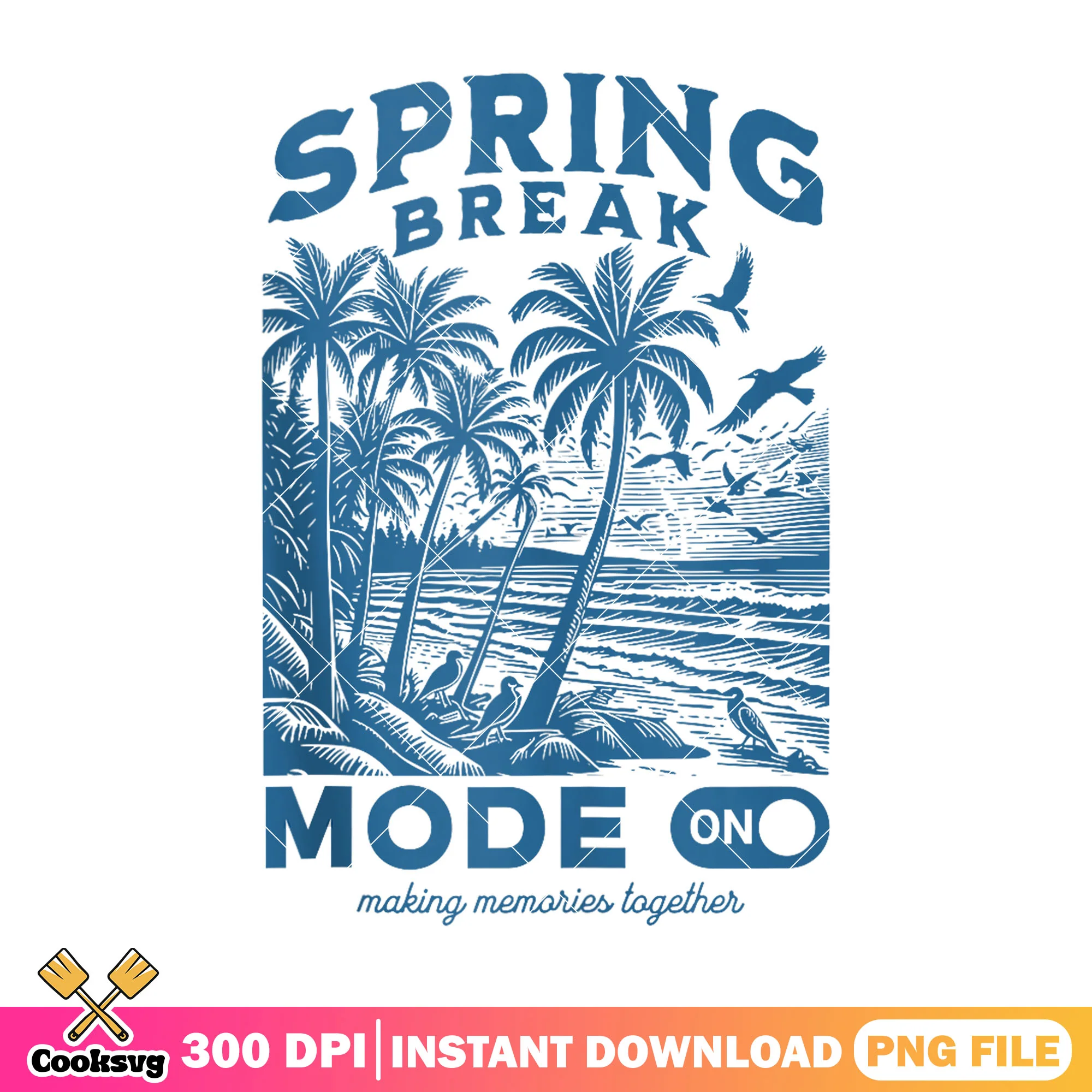 Spring break mode on png design, summer mode png, spring break png