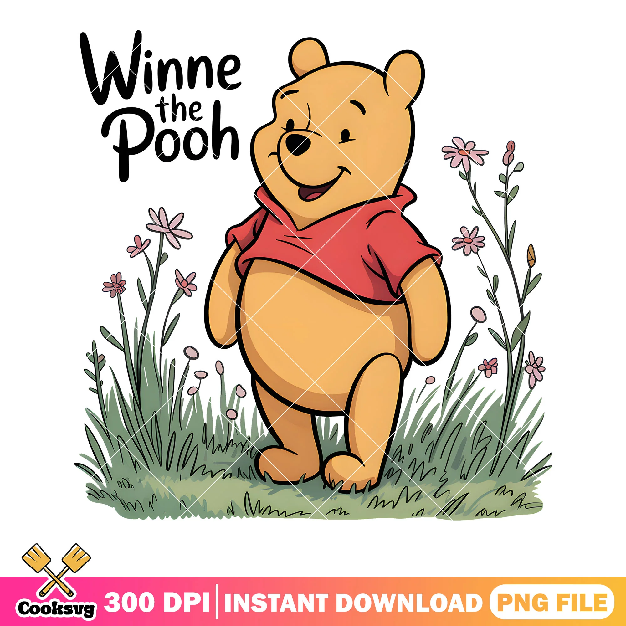 Spring time winnie the pooh png, disney vibes png, pooh bear png
