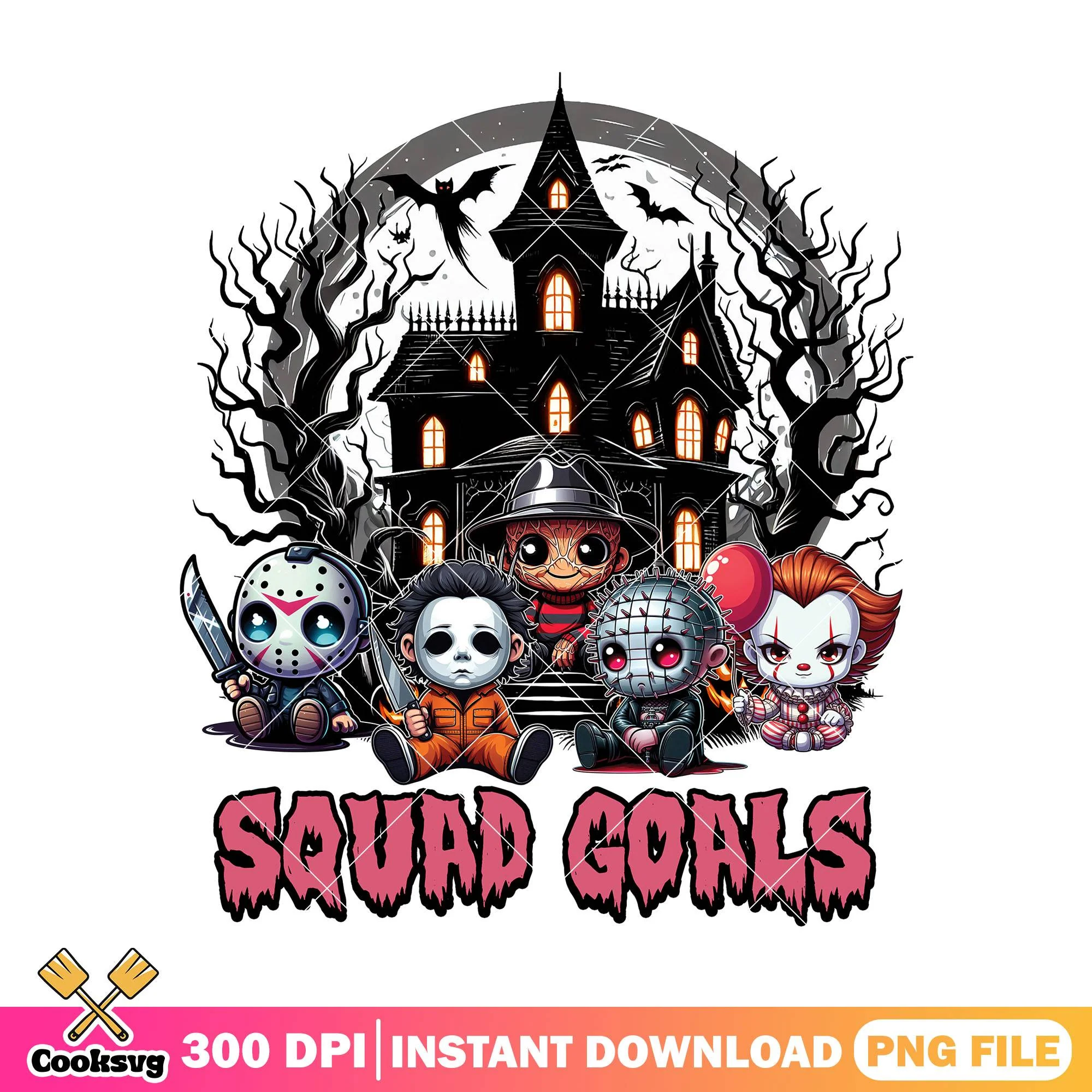 Squad goal halloween png, horror movies png, halloween costume png