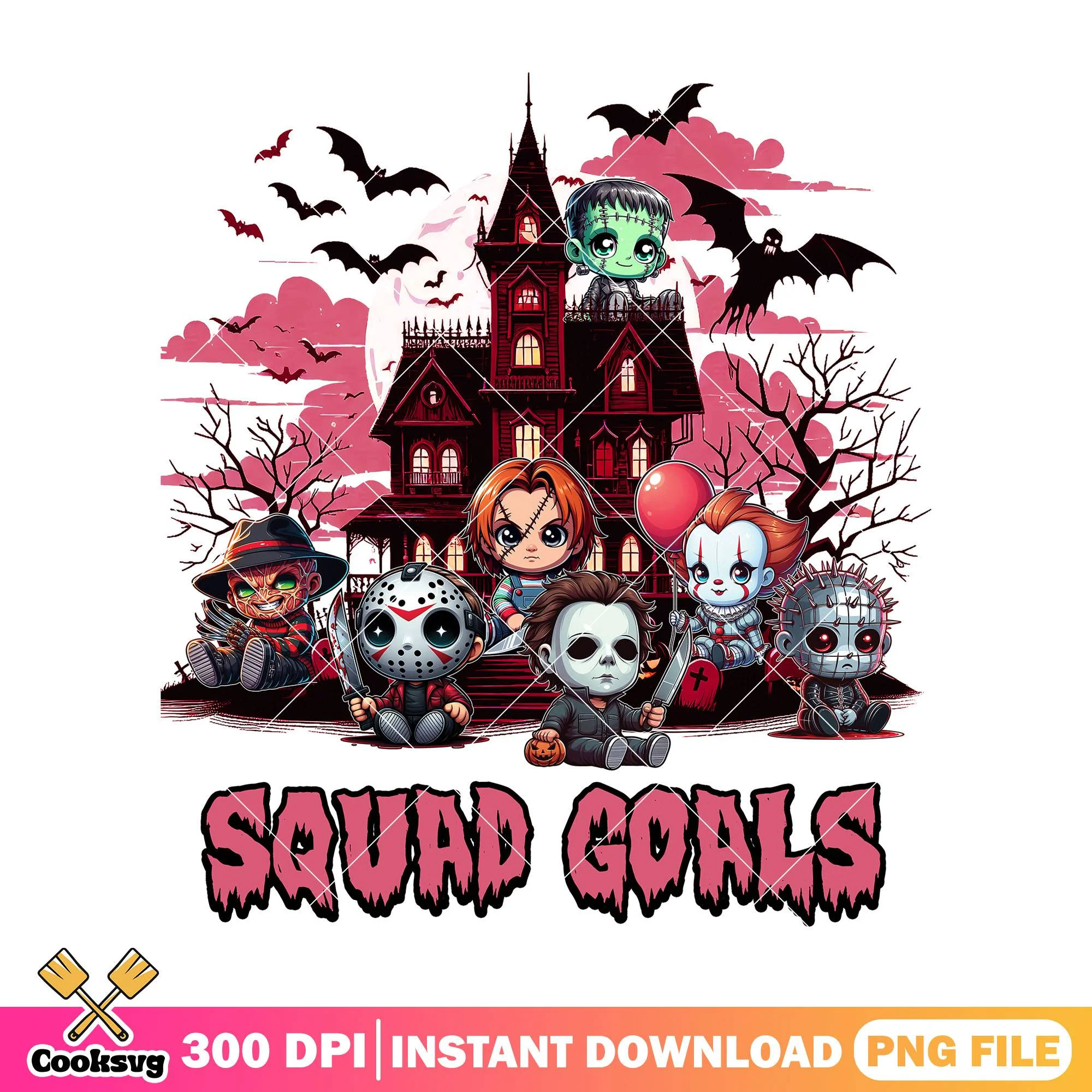 Squad goals halloween png, horror movies png, halloween costume png
