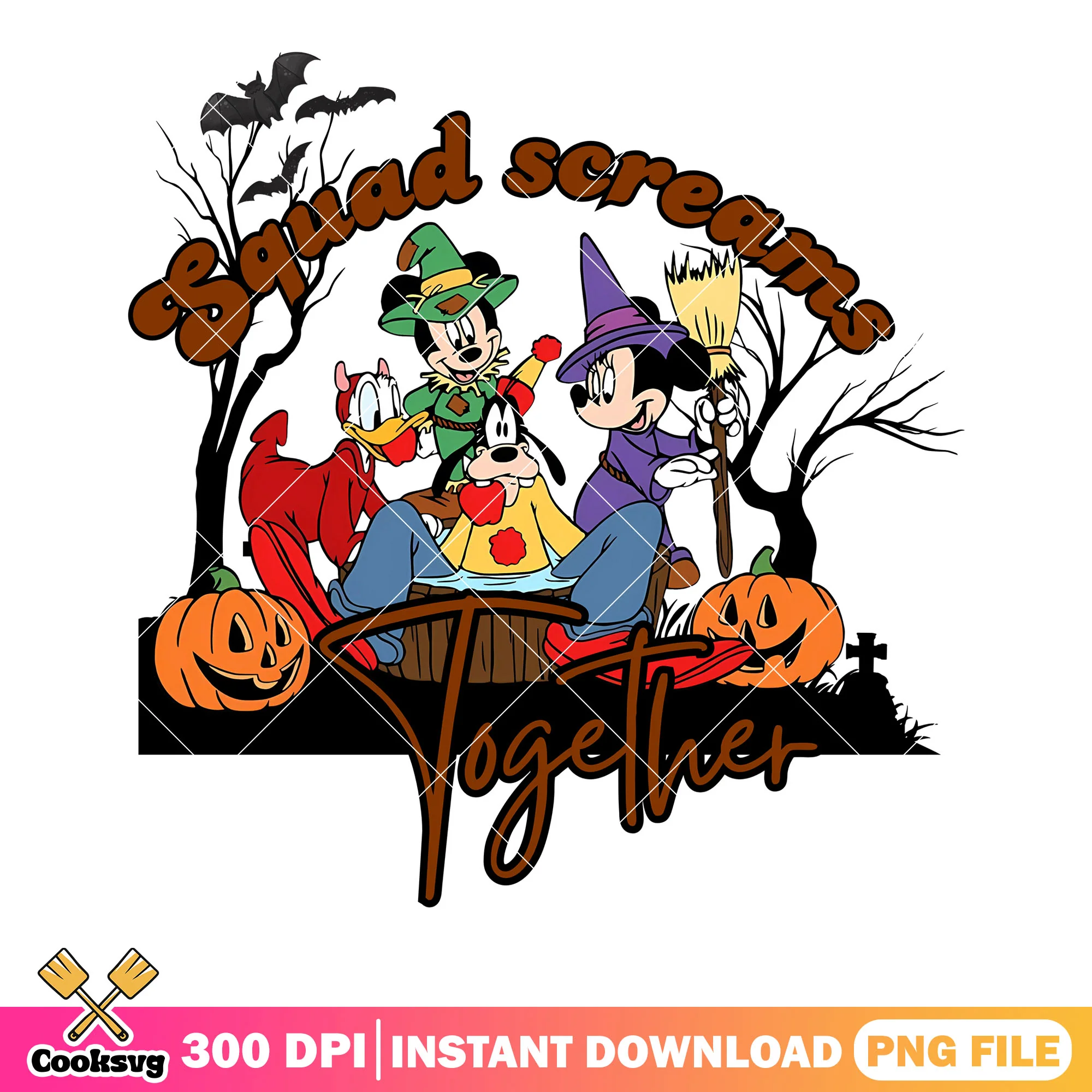 Squad screams toghether png, jack o lantern png, spooky forest png