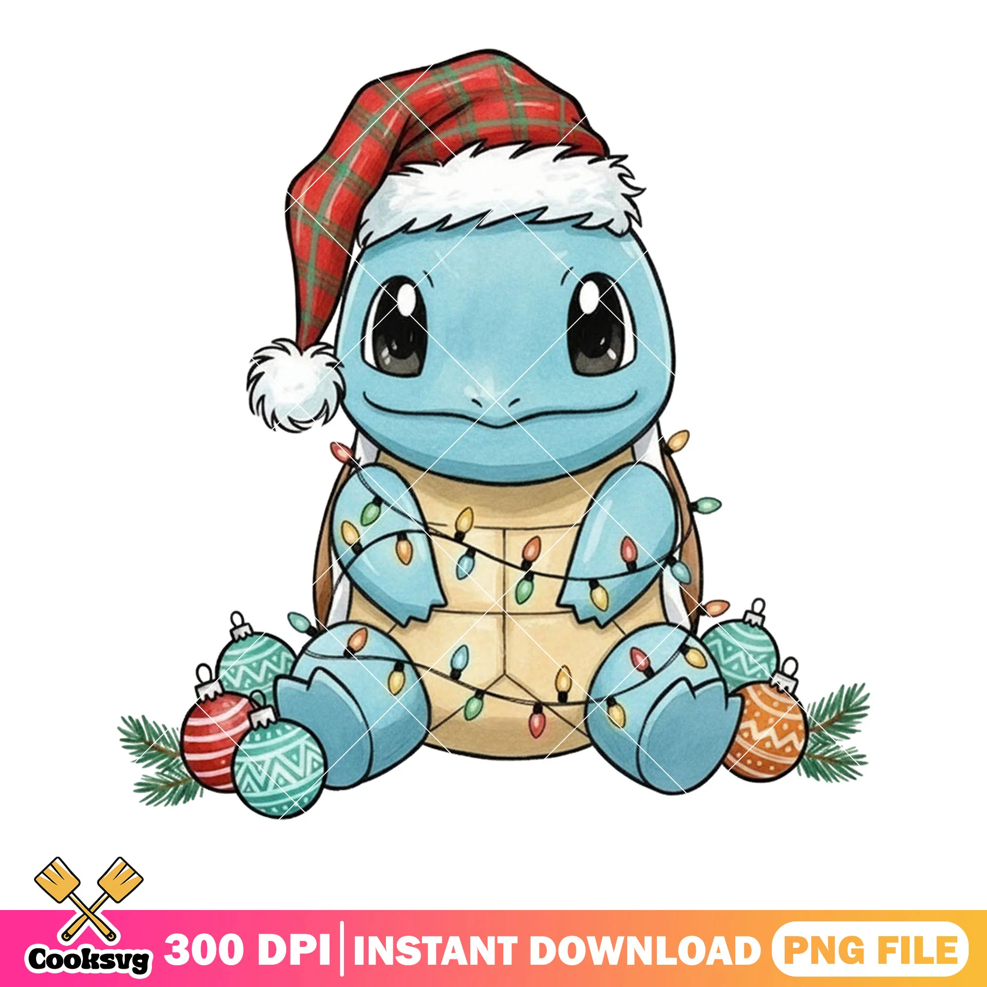 Squirtle christmas pokemon png, squirtle decor png, water star png
