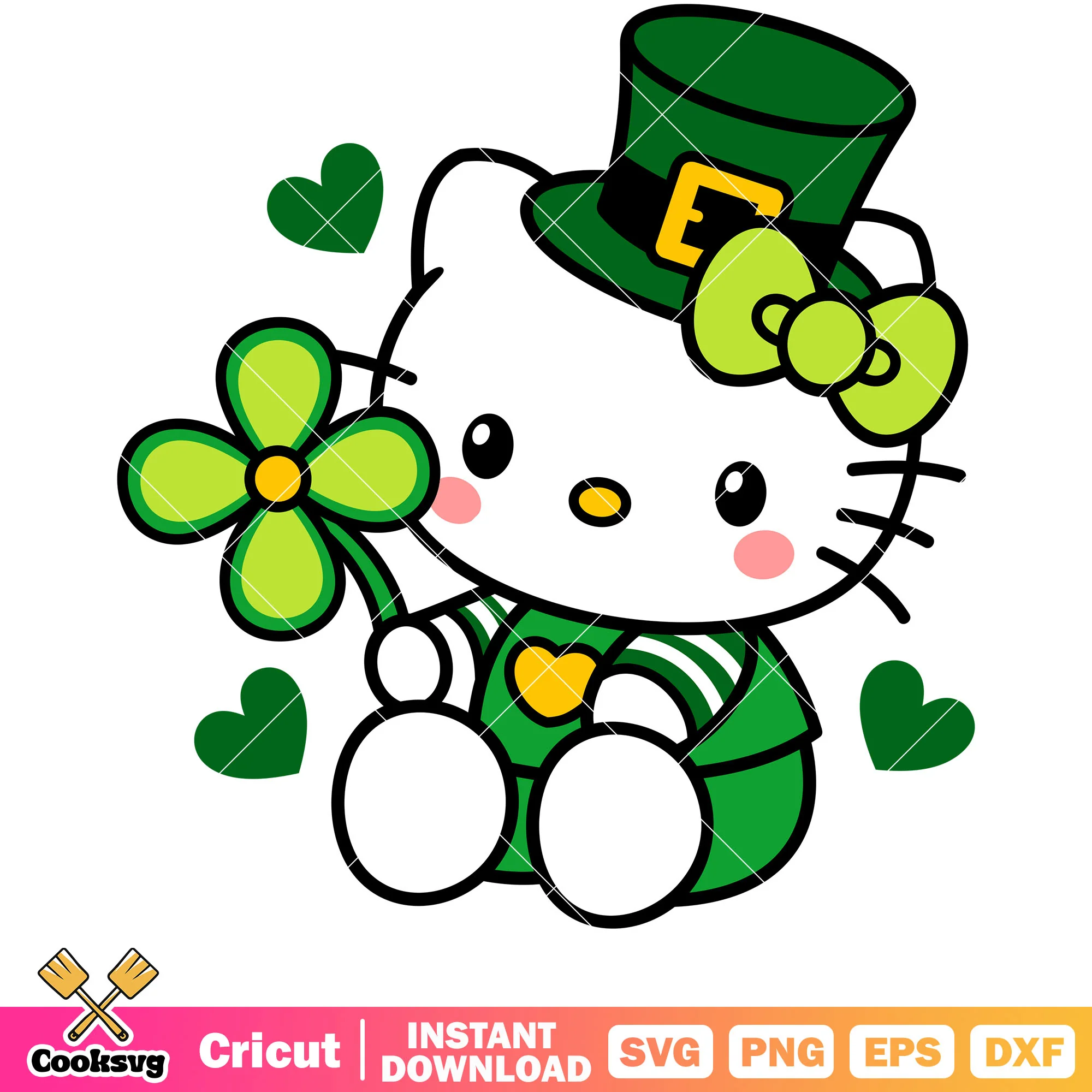 St patrick's day hello kitty svg, sanrio hello kitty svg
