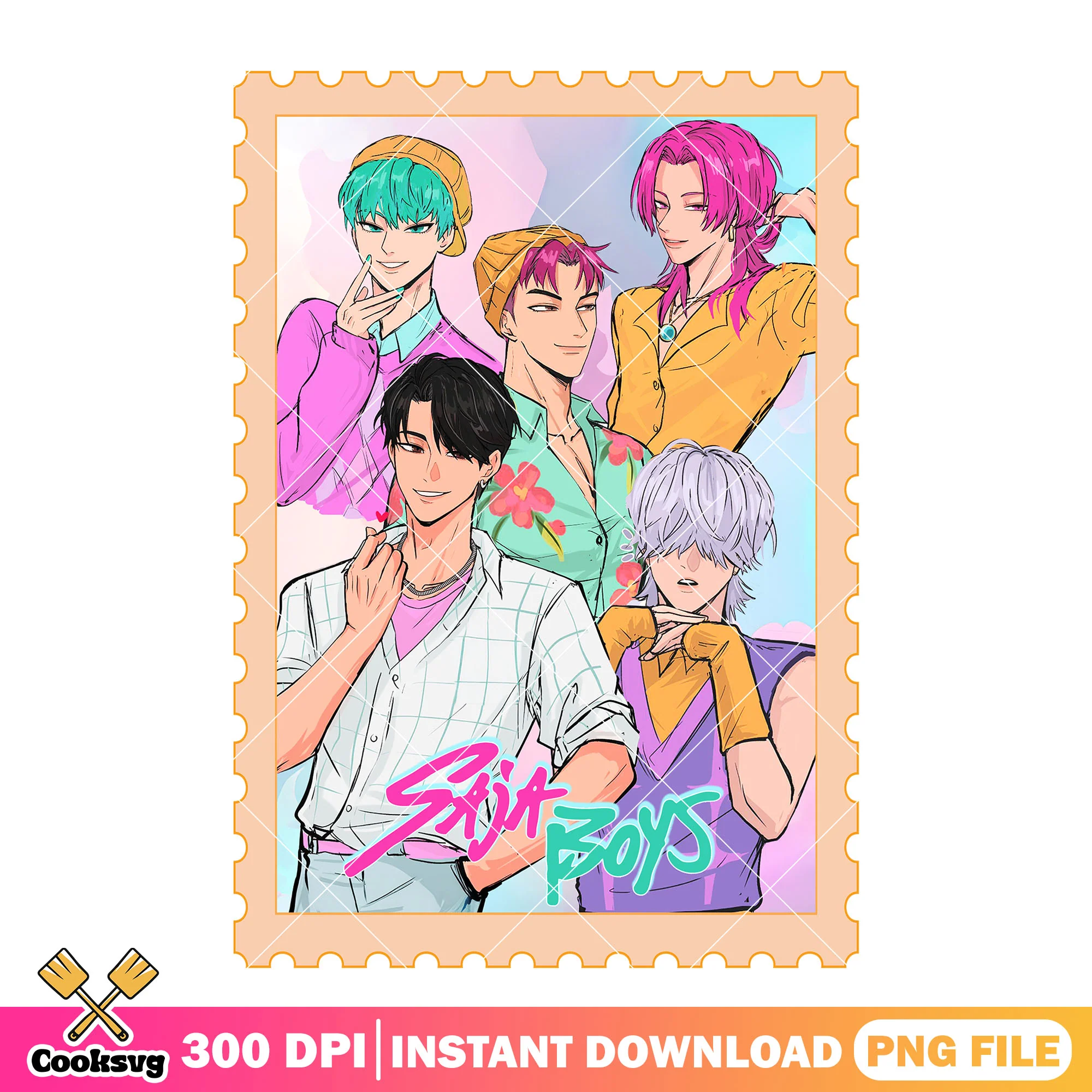 Stamp design saja boys png, love saja boys png, kpop hunters png