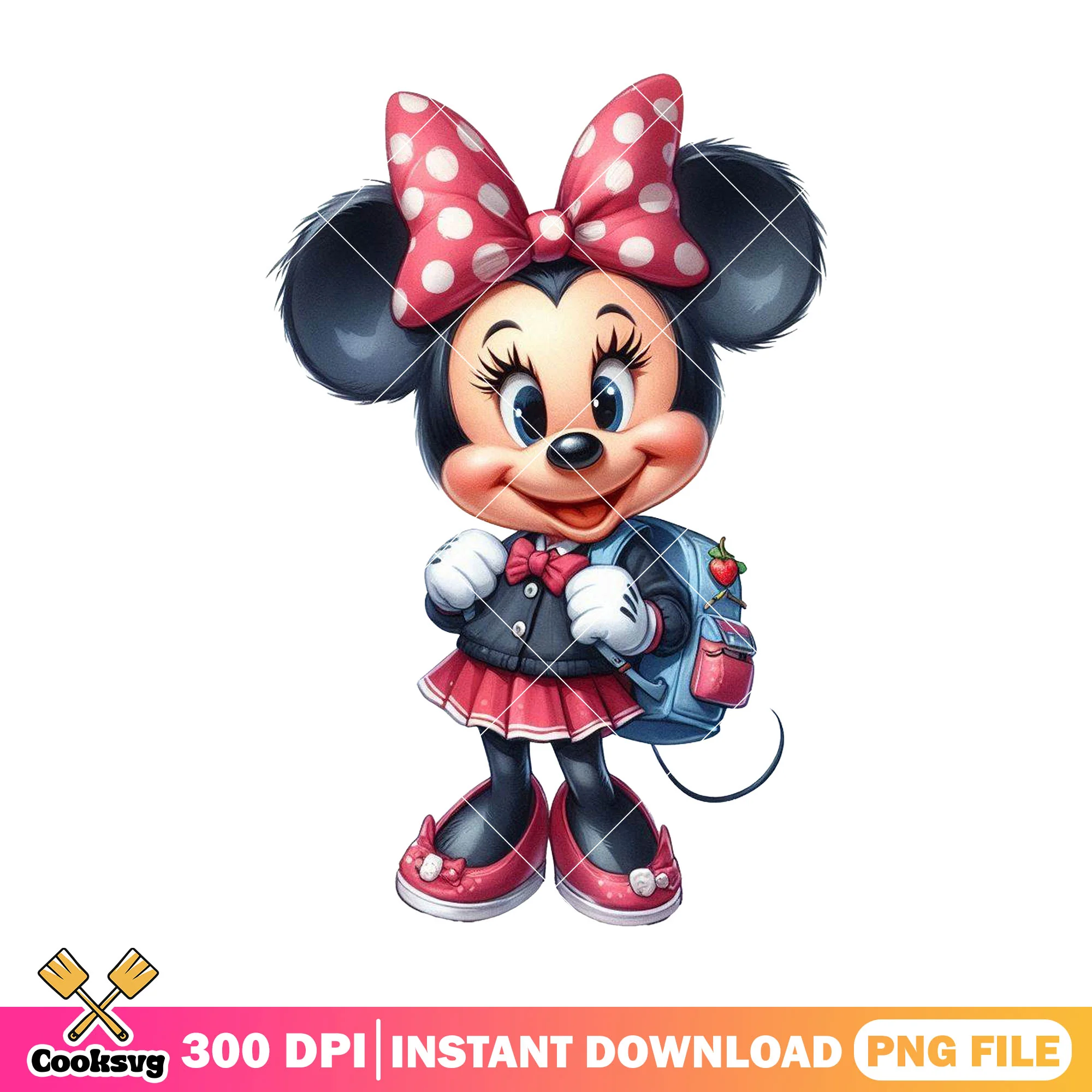 Standing minnie file png, cartoon disney png, back to school outfit png