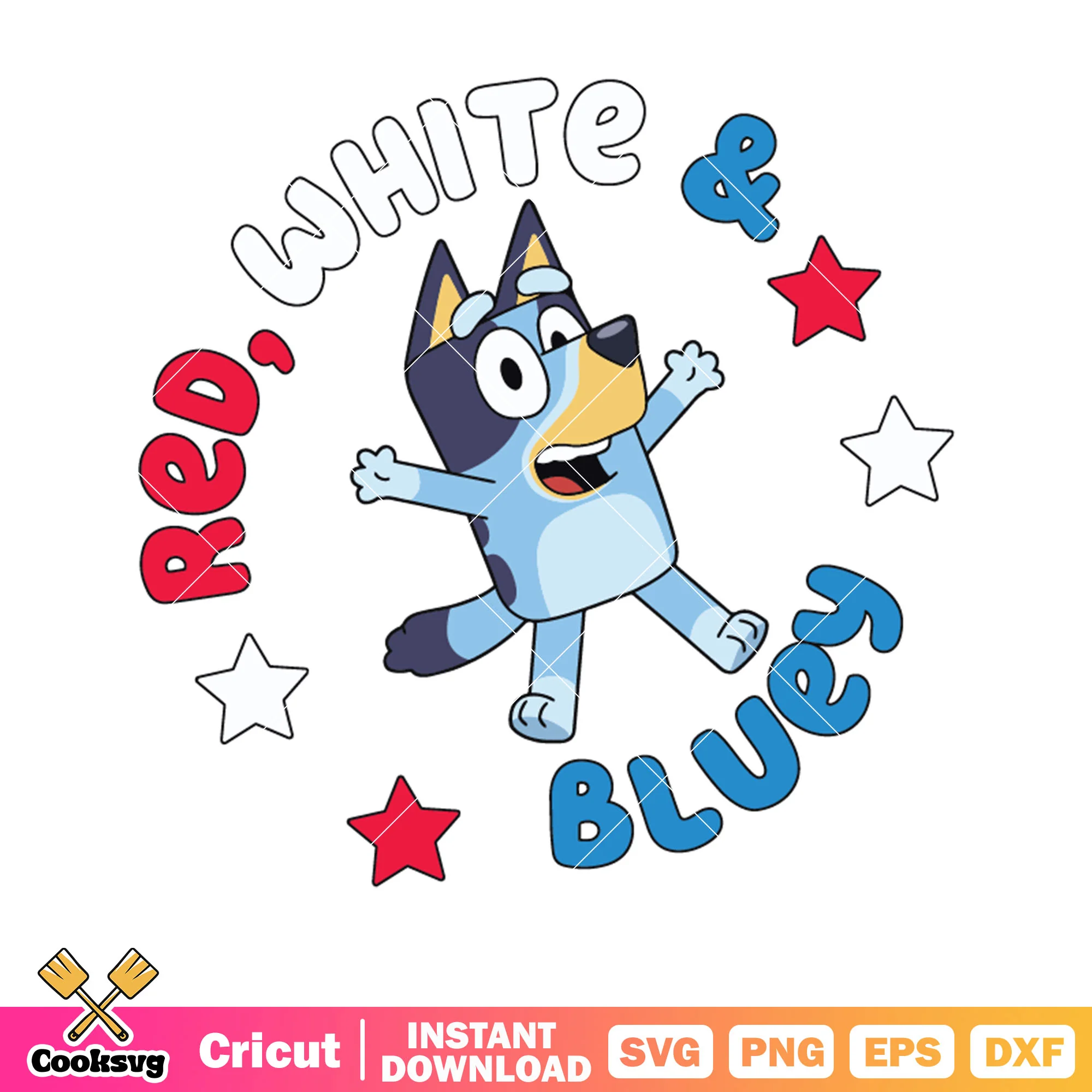 Star bluey red and white svg, bluey funny svg, cartoon bluey svg