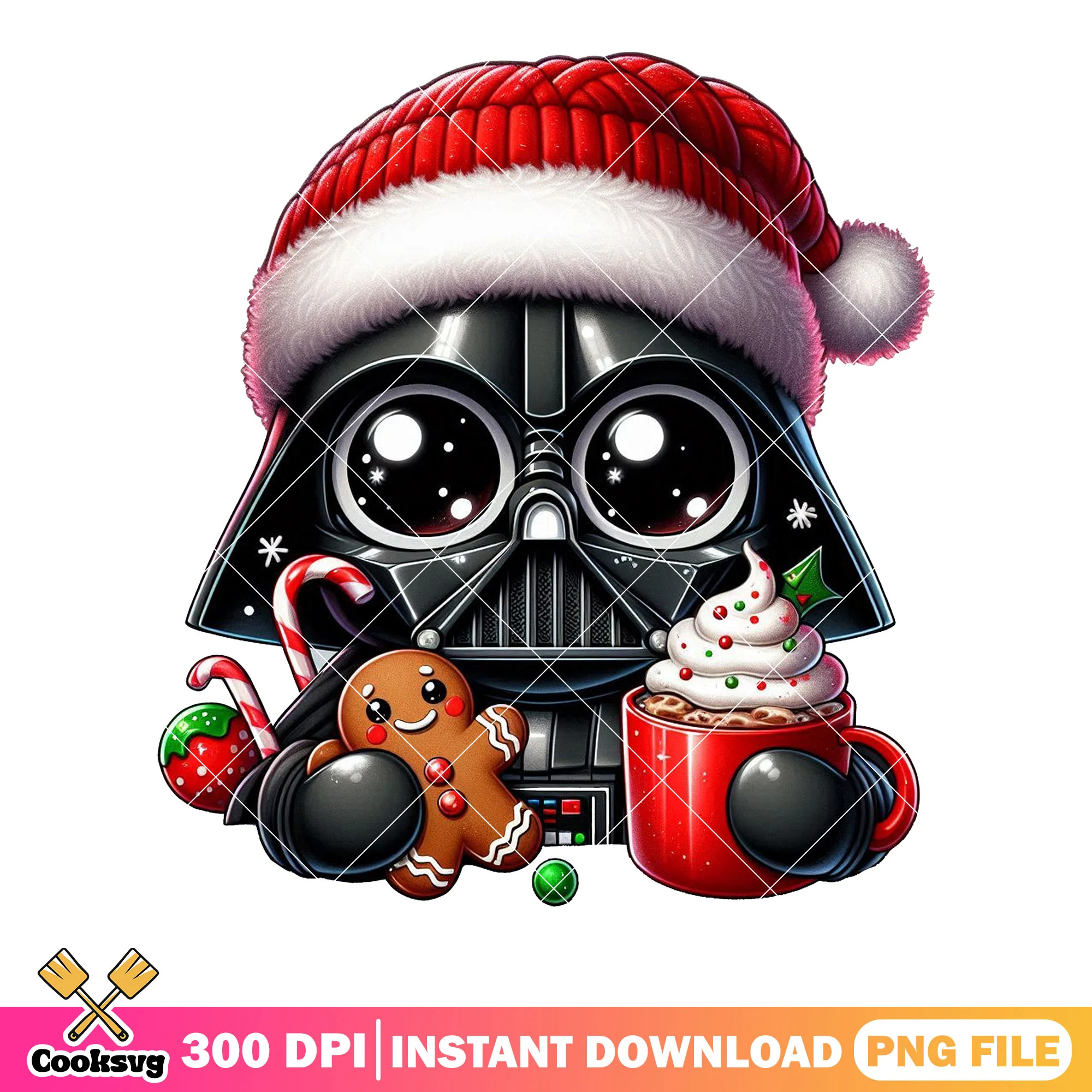 Star wars darth vader png, star wars festival png, chibi santa png