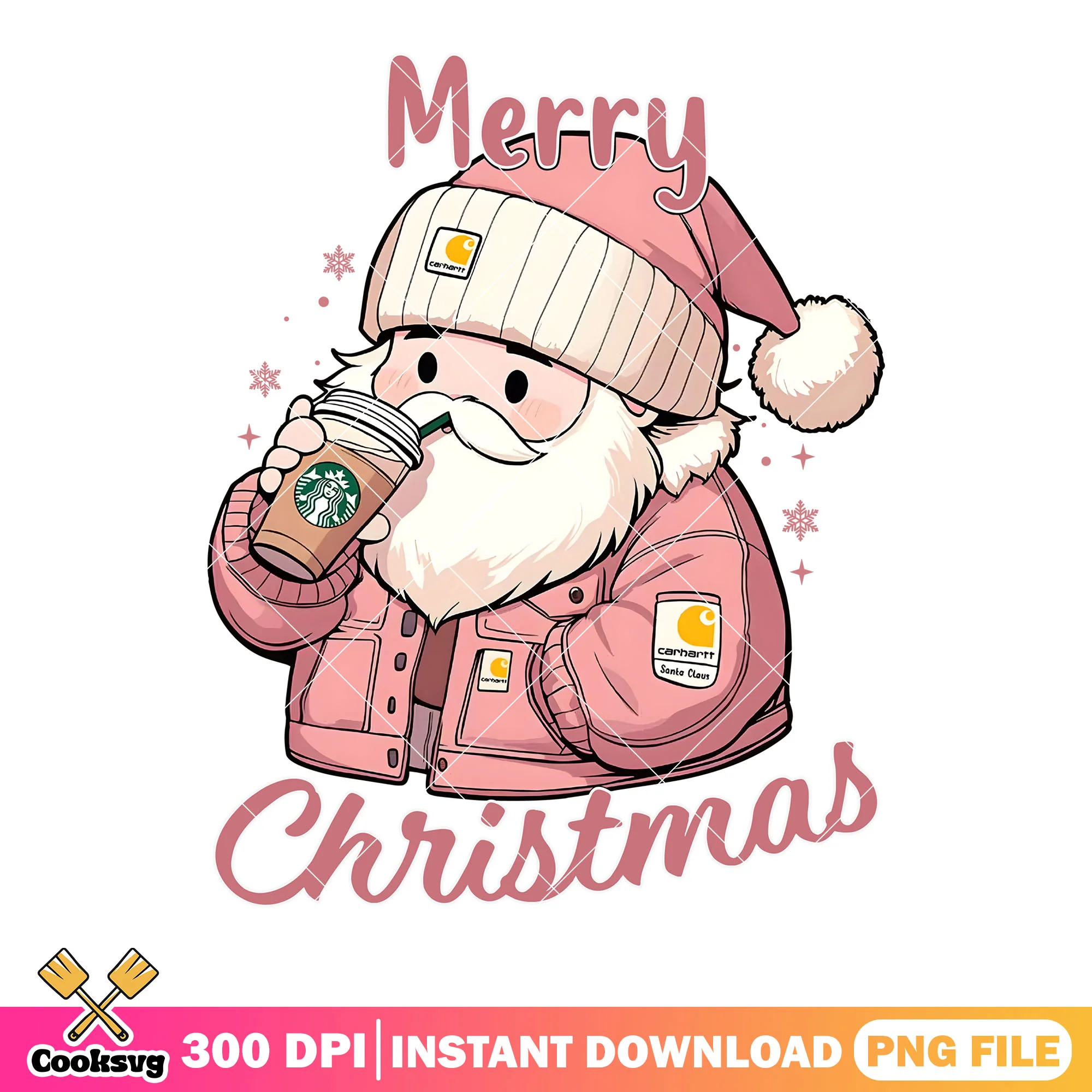 Starbuck santa xmas png, santa claus png, christmas coffee png