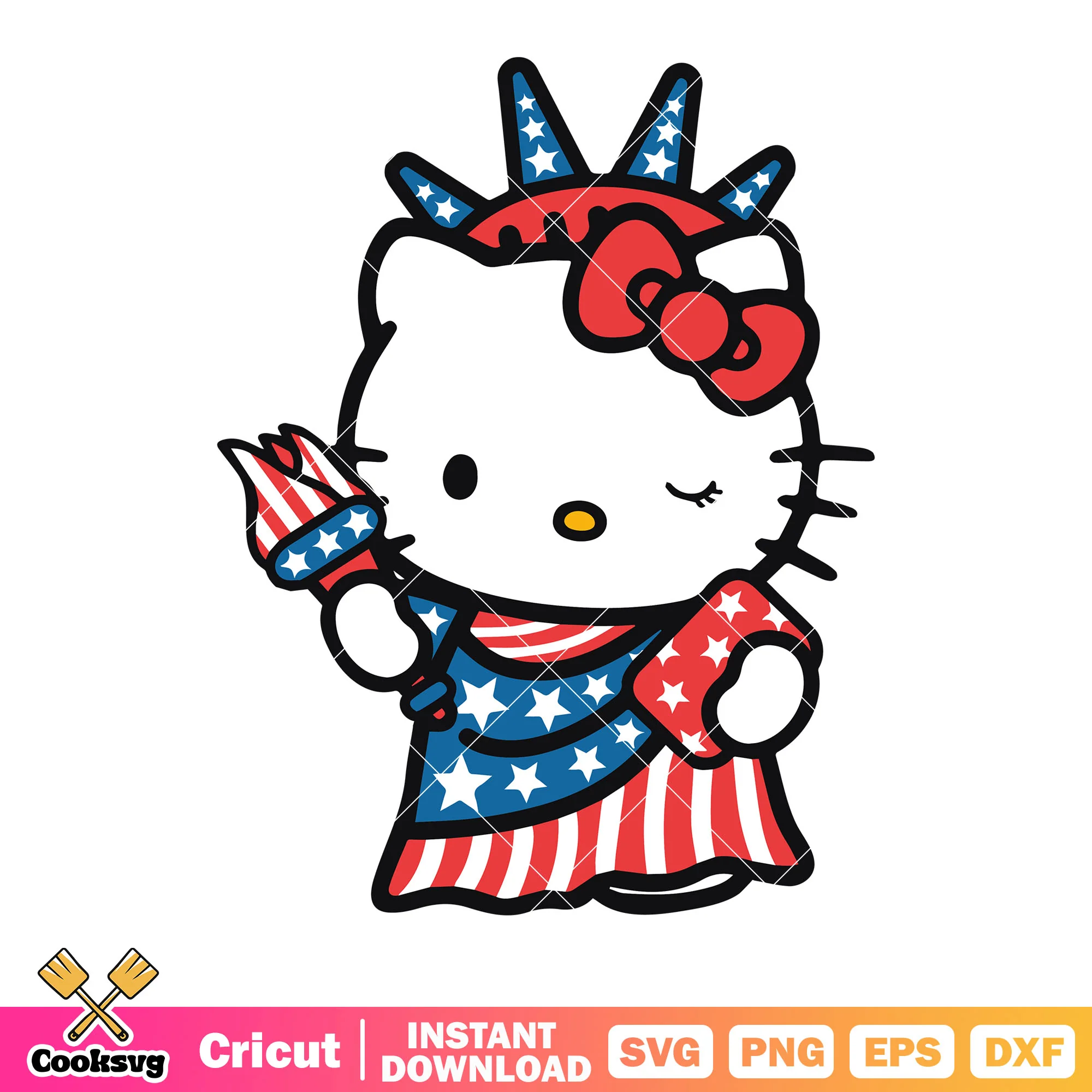 Statue of Liberty svg, blink hello kitty svg, red bow tie svg