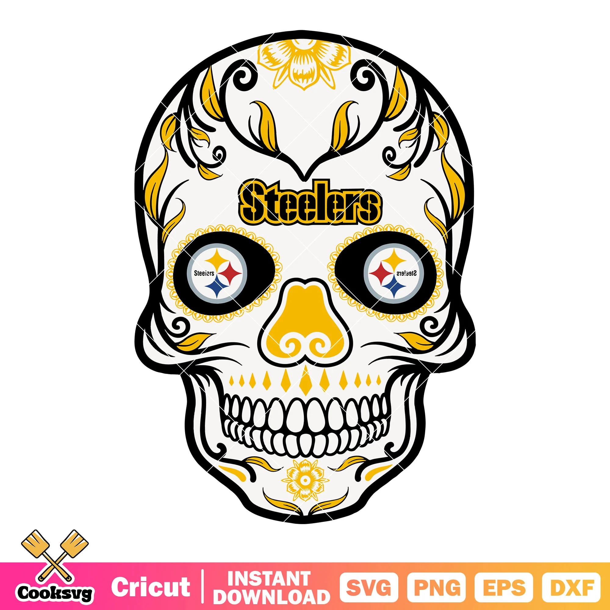 Steelers nfl eye skull svg, afc north svg, pittburgh steelers svg