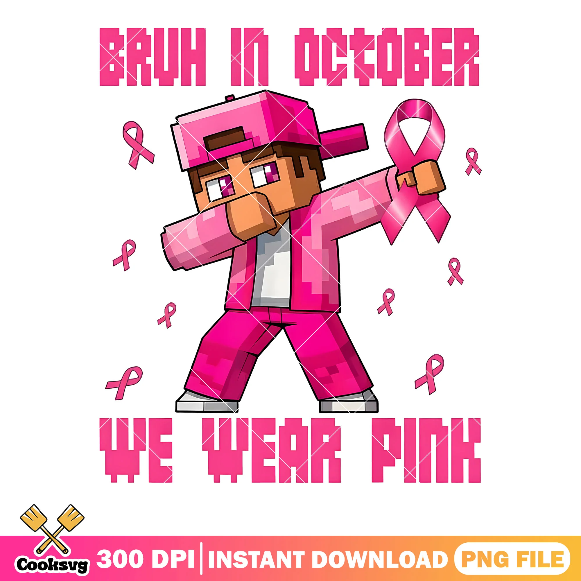 Steve minecraft pink ribbon png, minecraft png, pink october png